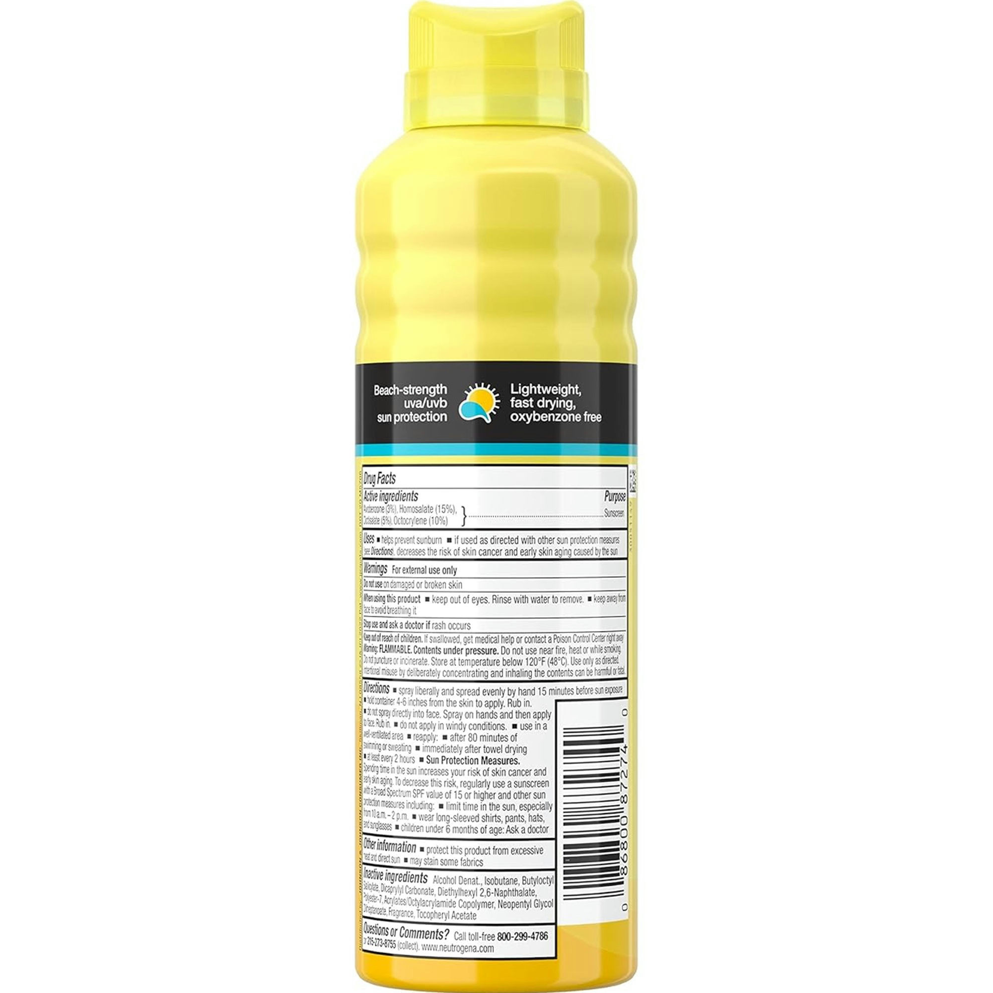 Neutrogena Beach Defense Water + Sun Protection Sunscreen Spray Broad Spectrum SPF 70