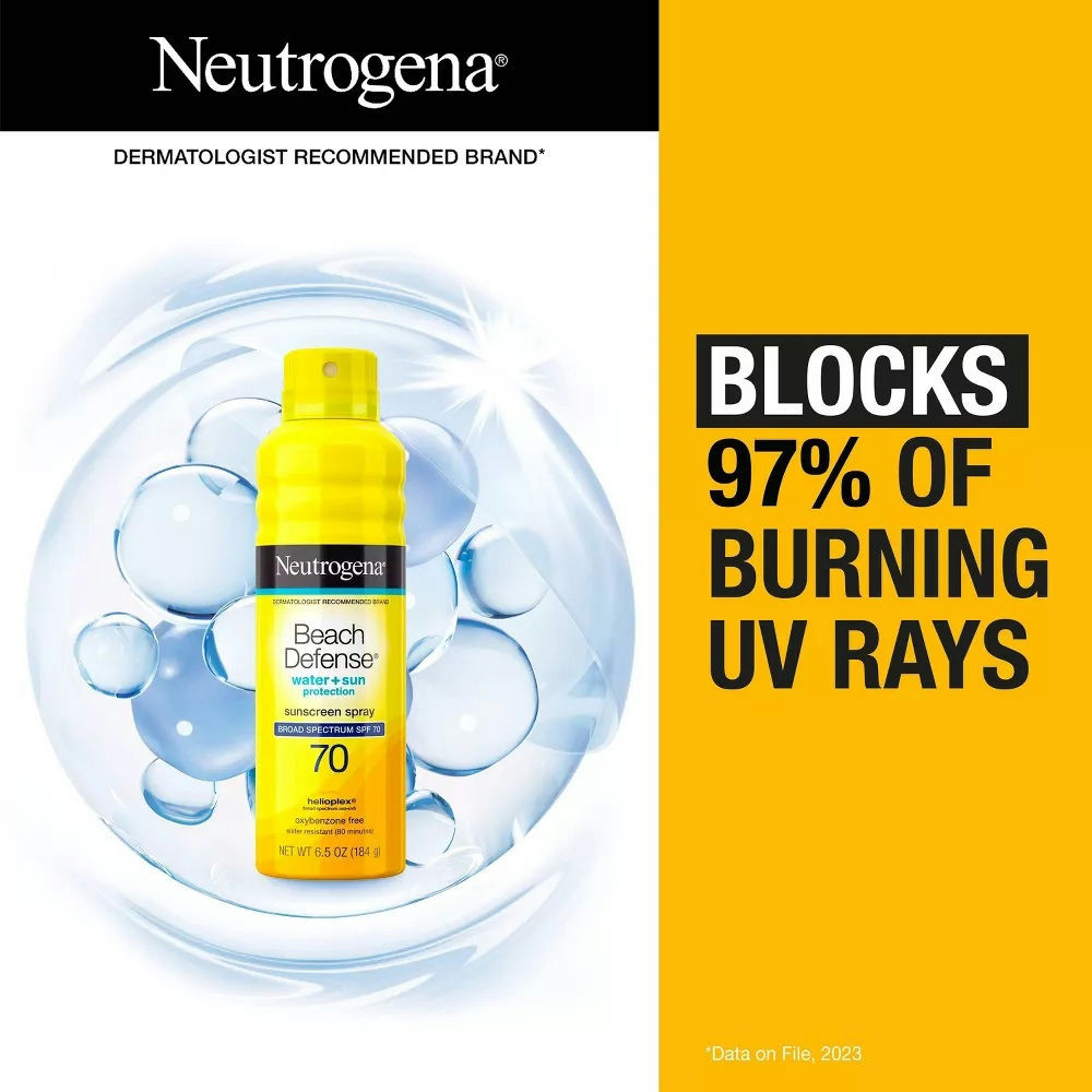 Neutrogena Beach Defense Water + Sun Protection Sunscreen Spray Broad Spectrum SPF 70