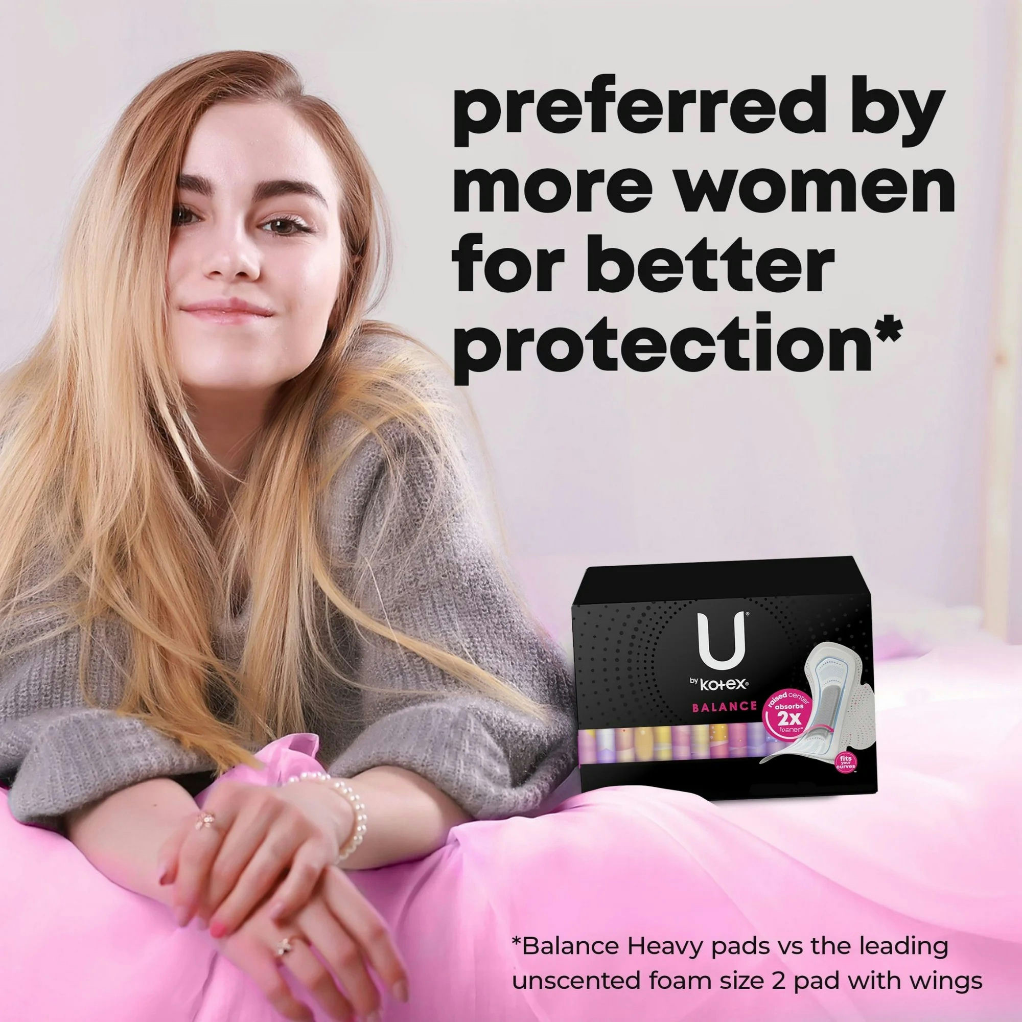 U by Kotex Balance Ultra Thin Pads with Wings, Regular Absorbency