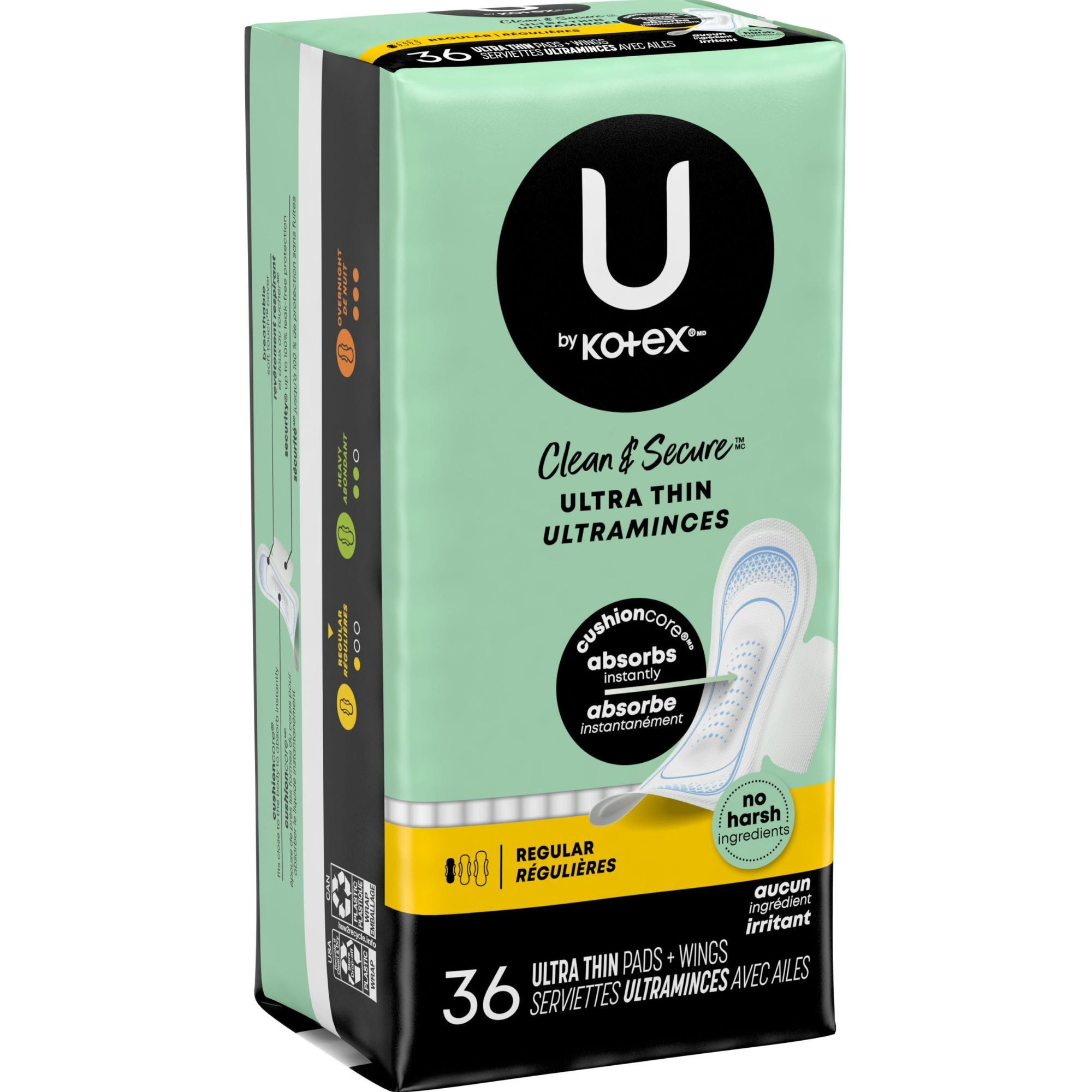 U by Kotex Security Ultra Thin Pads, Regular Absorbency