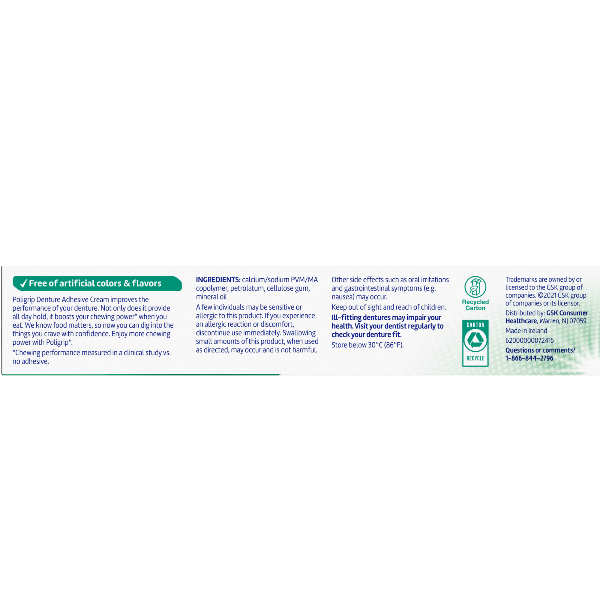 Polident Super Poligrip Zinc-Free Denture Adhesive Cream