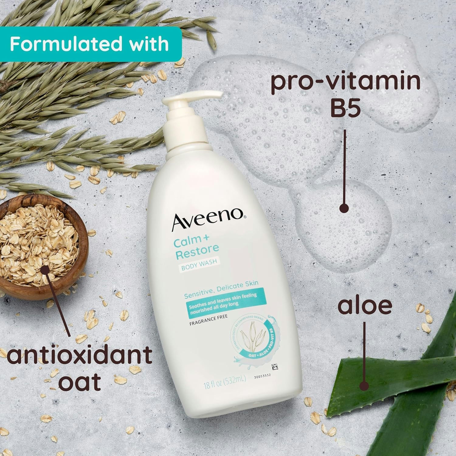 Aveeno Calm + Restore Body Wash for Sensitive, Distressed, Dry Skin