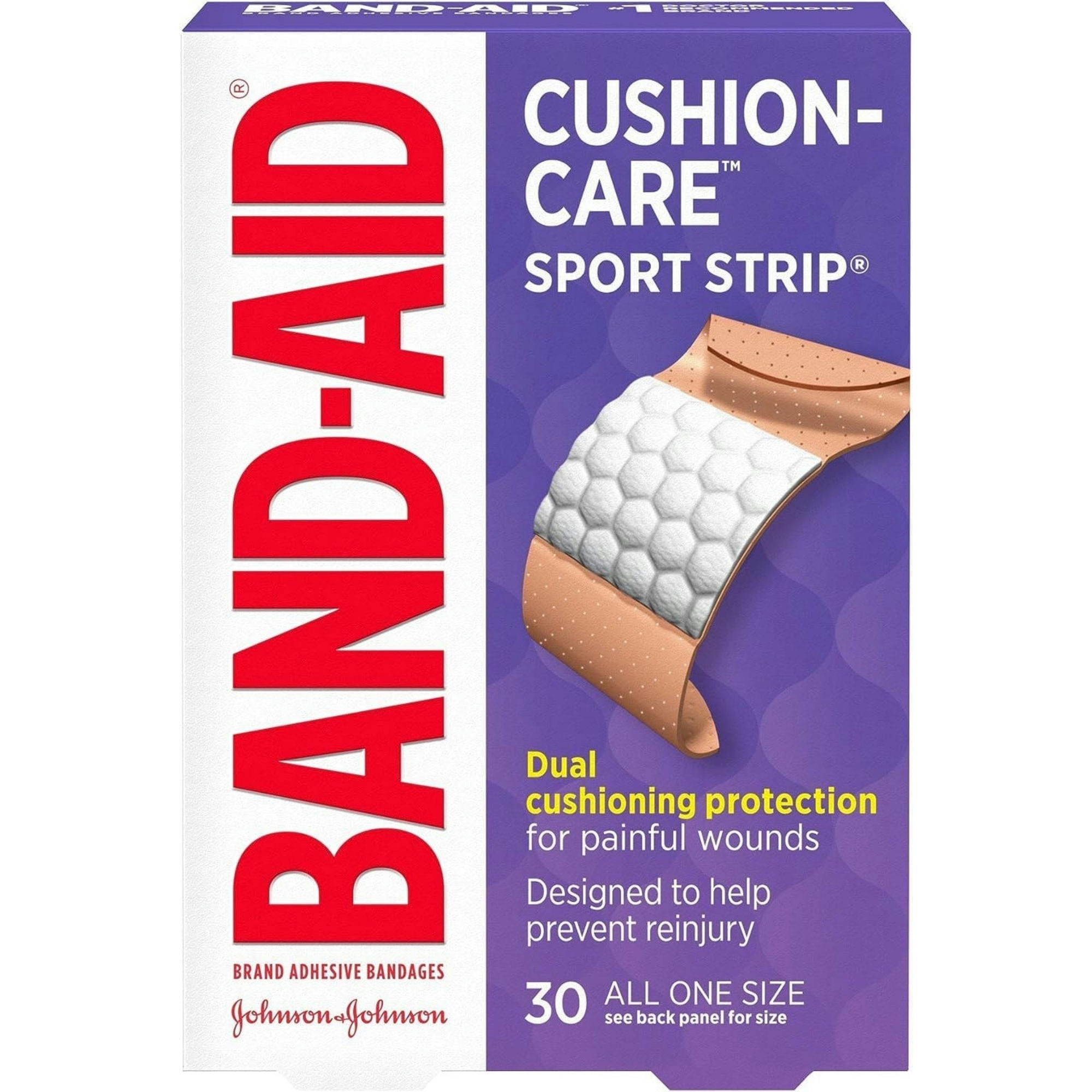 Band-Aid Cushion Care Sport Strip Adhesive Bandages