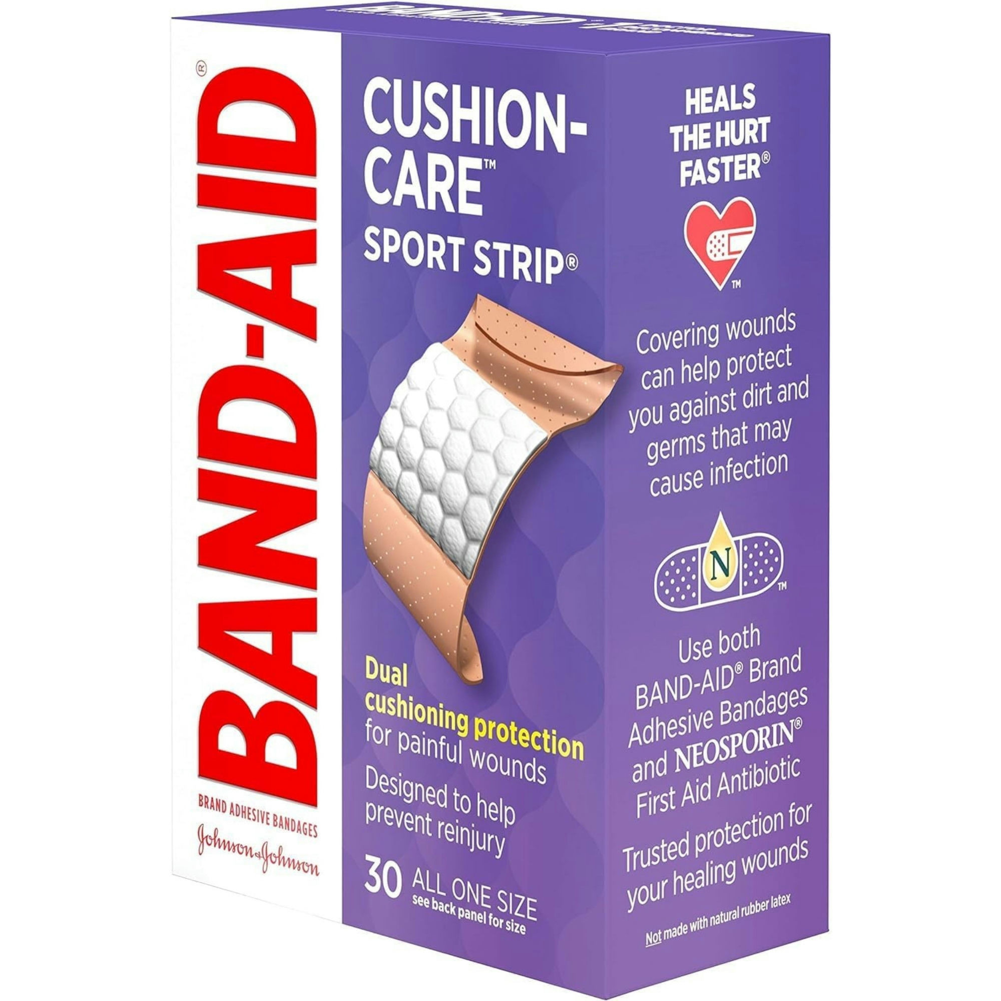 Band-Aid Cushion Care Sport Strip Adhesive Bandages