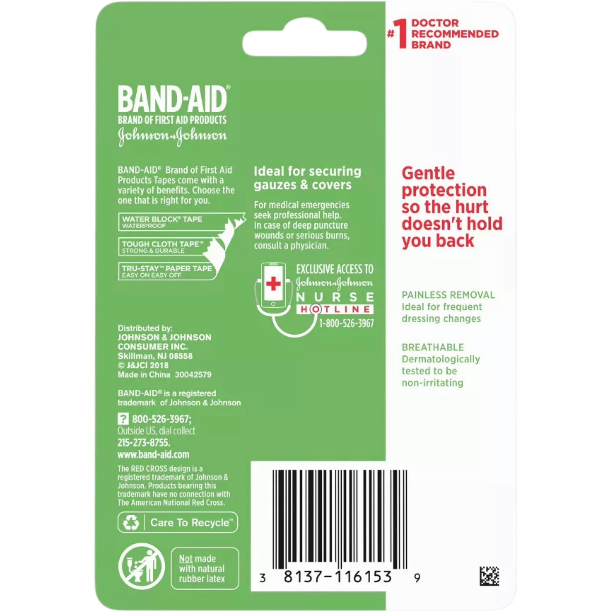 Band-Aid First Aid Hurt-Free Medical Paper Tape
