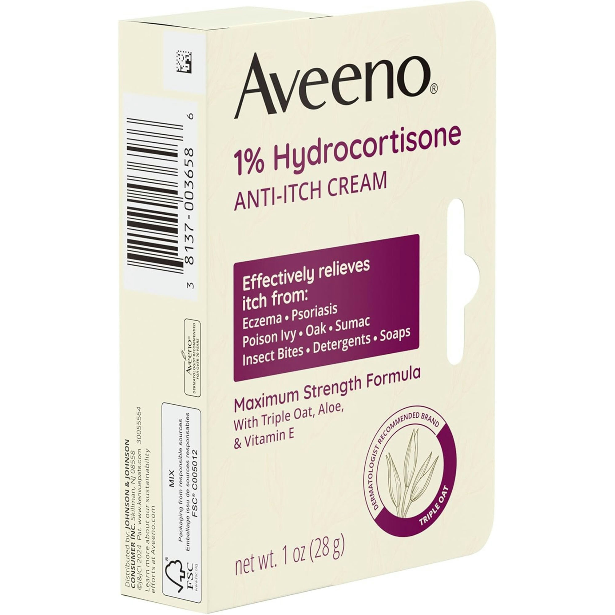 Aveeno Maximum Strength 1% Hydrocortisone Anti-Itch Cream