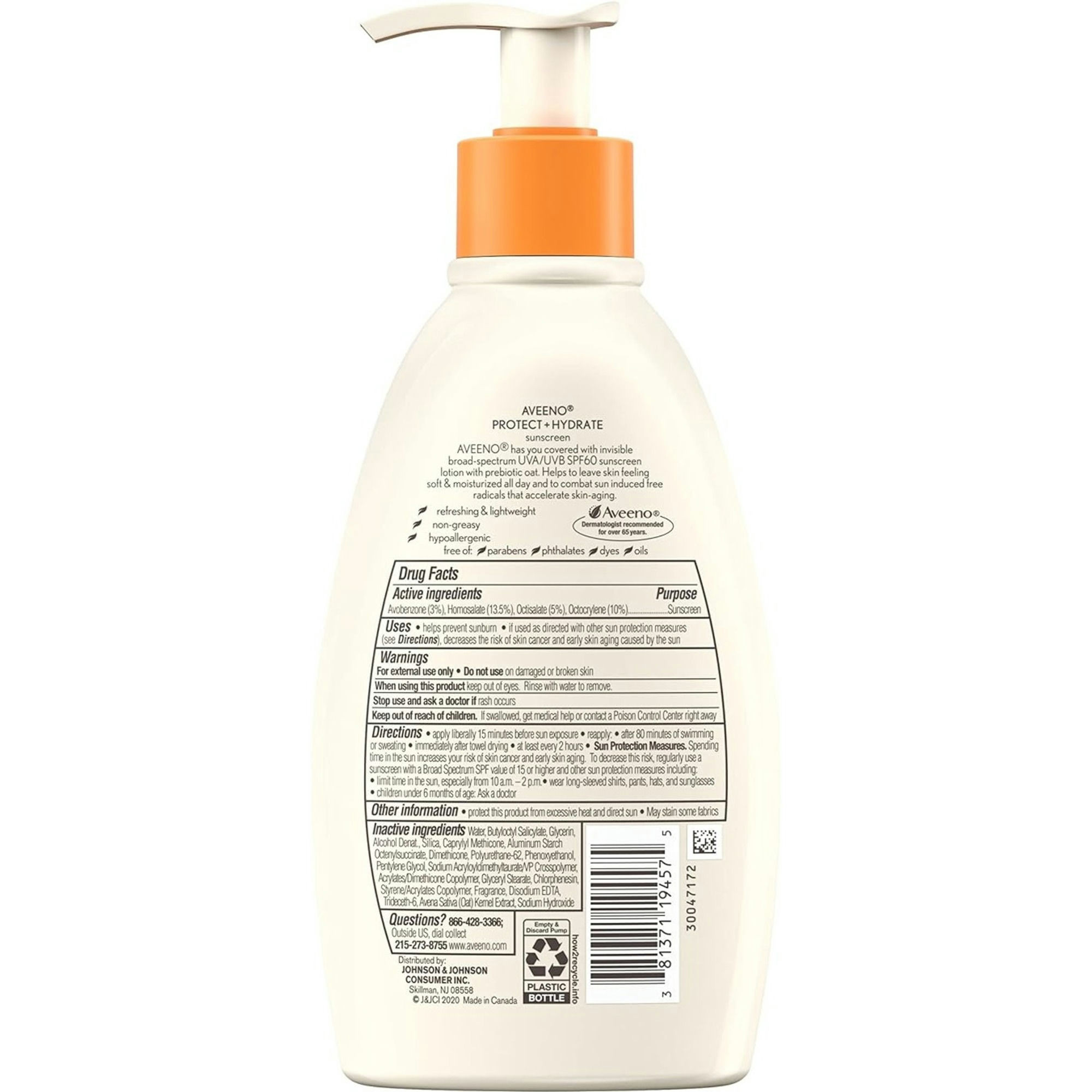 Aveeno Protect + Hydrate Sunscreen Broad Spectrum Body Lotion SPF 60