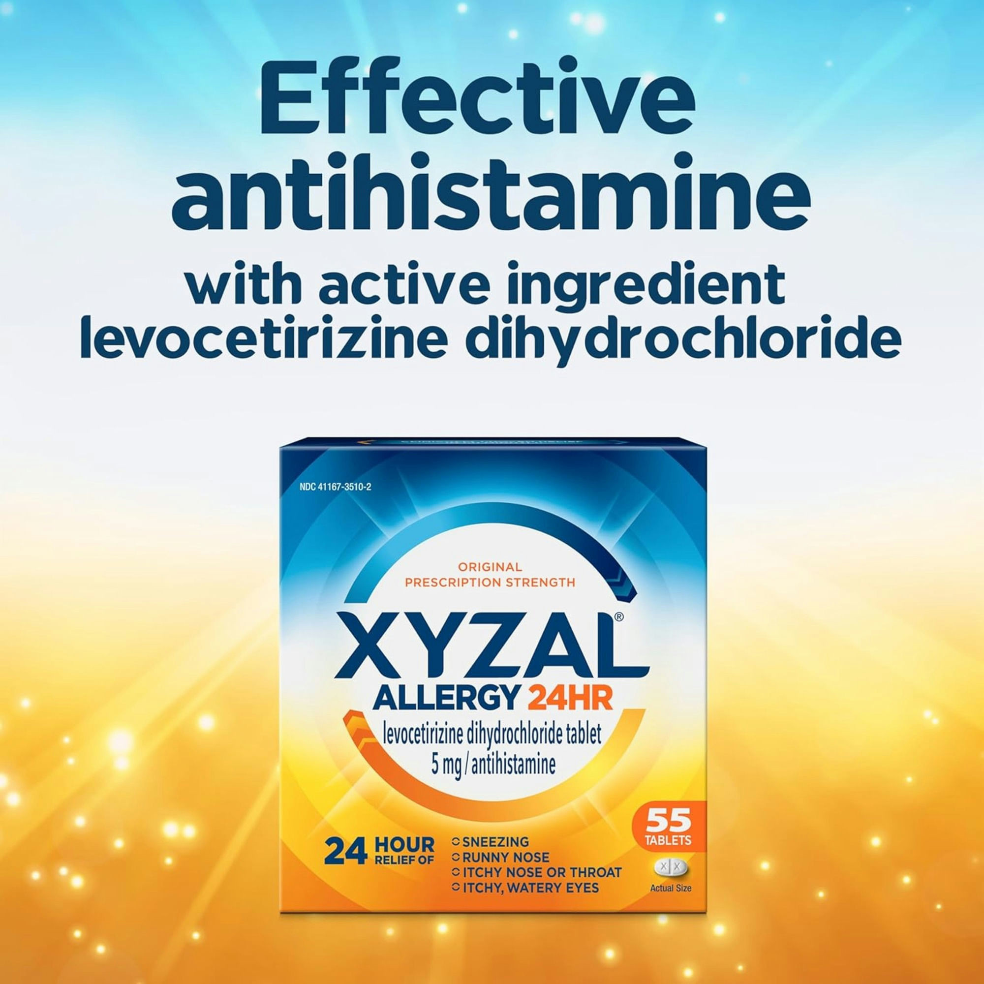 Xyzal Original Prescription Strength 24 Hour Allergy Tablets