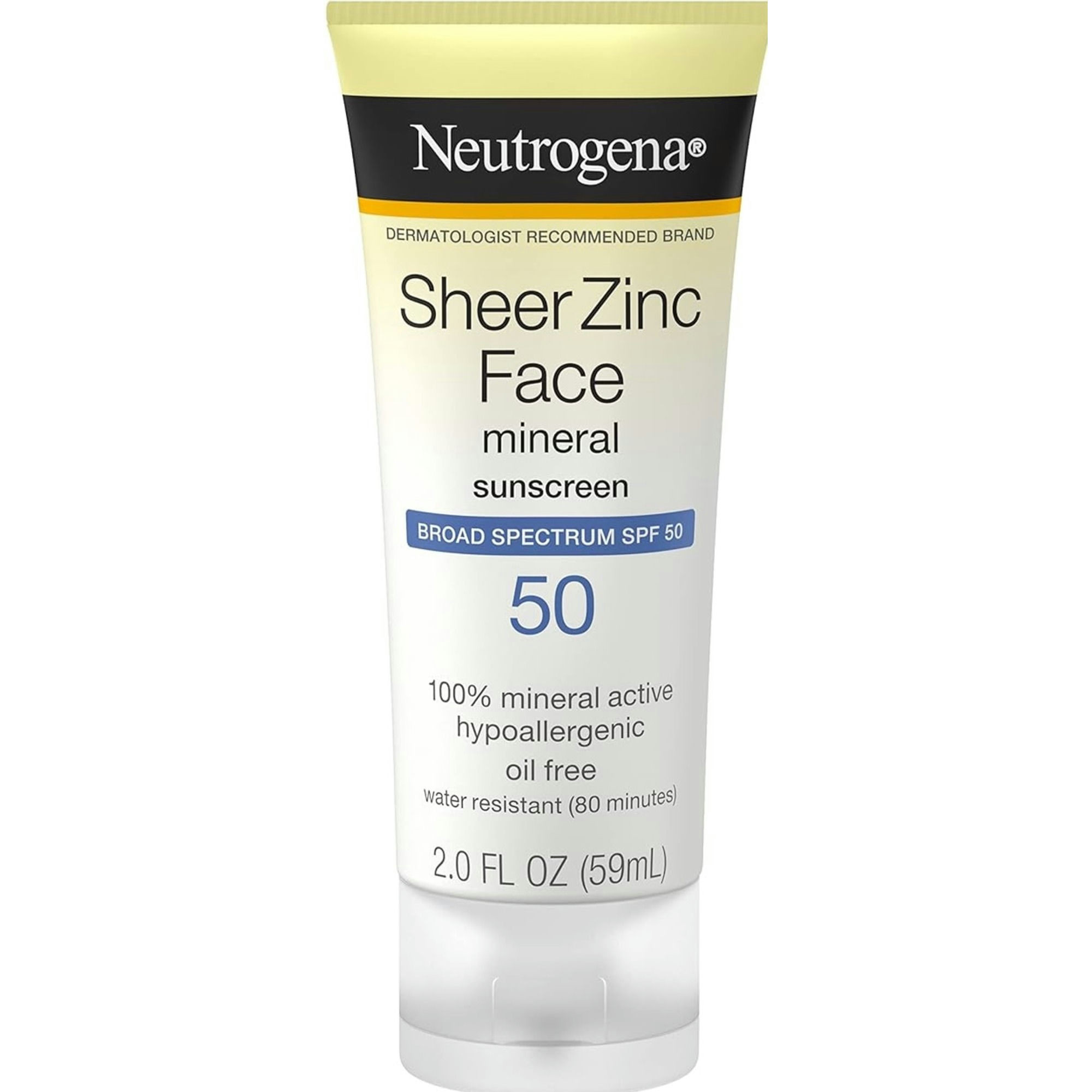 Neutrogena Sheer Zinc Face Mineral Sunscreen Lotion, SPF 50
