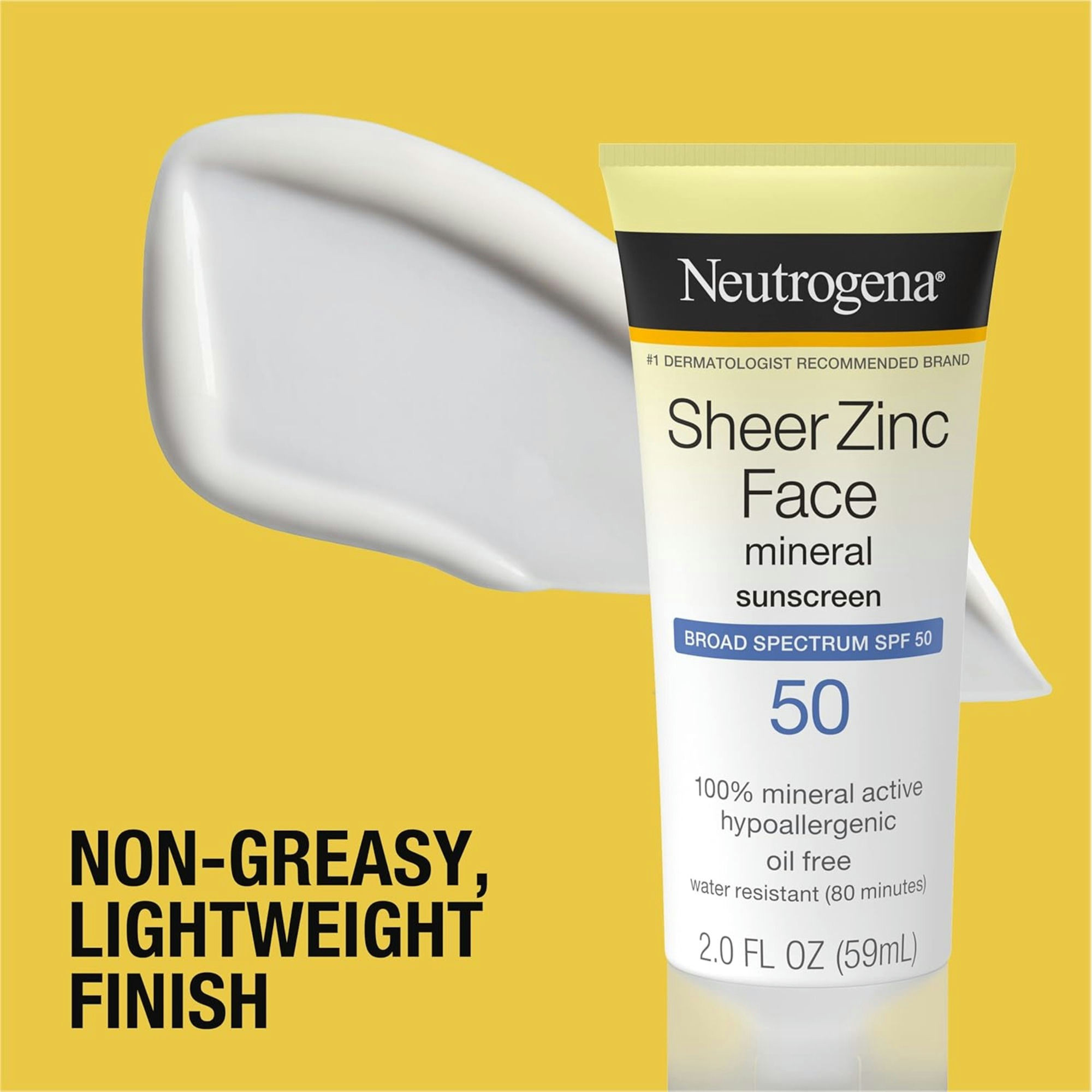 Neutrogena Sheer Zinc Face Mineral Sunscreen Lotion, SPF 50