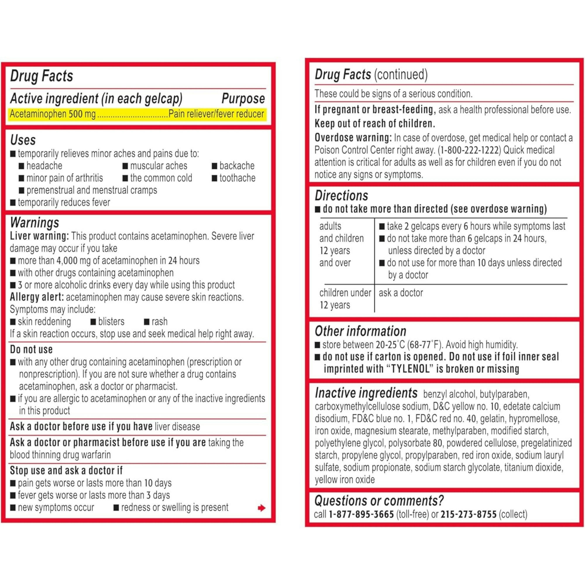 Tylenol Extra Strength Pain Reliever & Fever Reducer Rapid Release Gelcaps