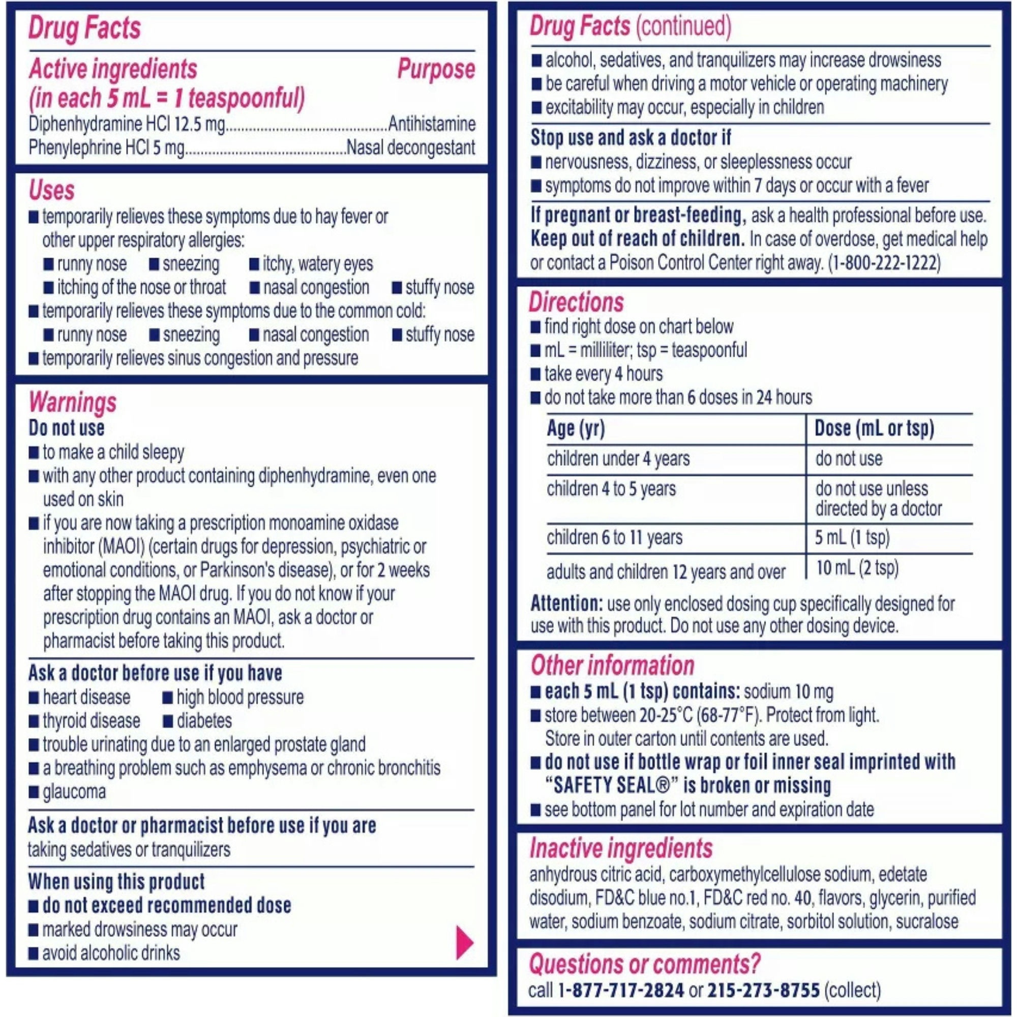 Benadryl Children's Allergy Plus Congestion Relief Liquid