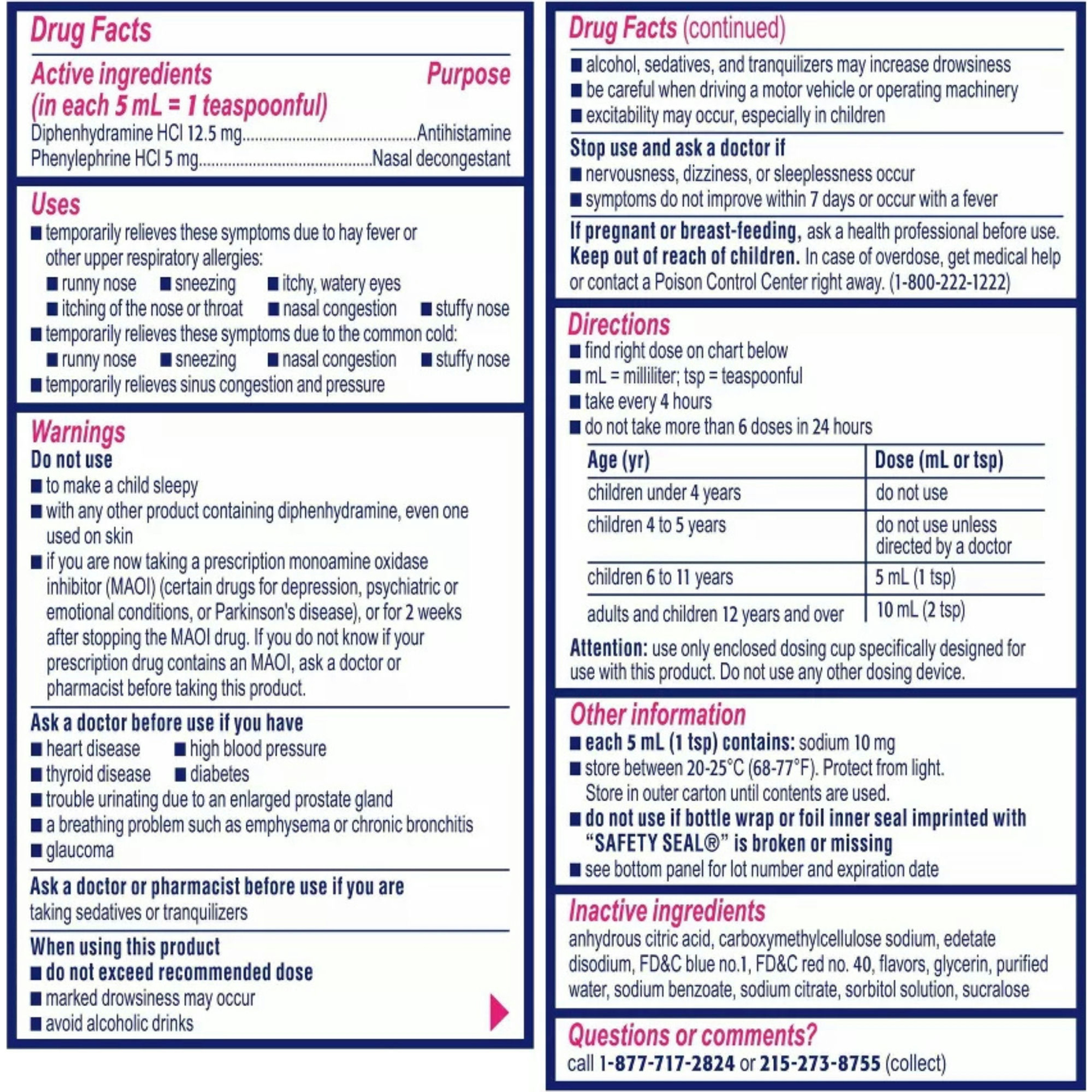 Benadryl Children's Allergy Plus Congestion Relief Liquid