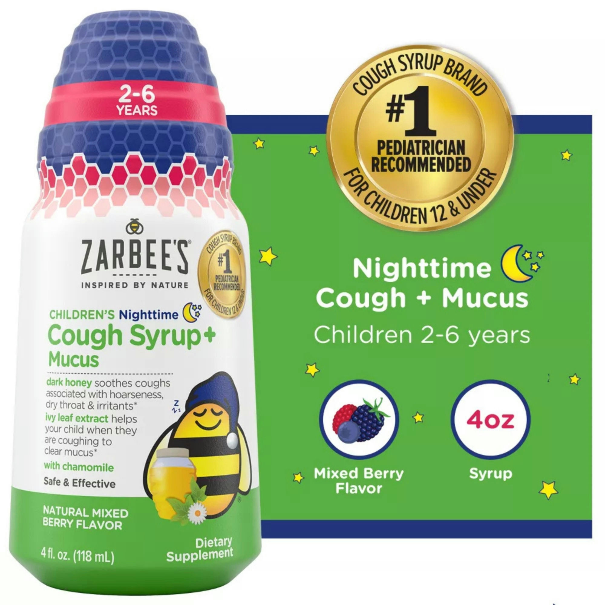 Zarbee's Children's Nighttime Cough Syrup + Mucus