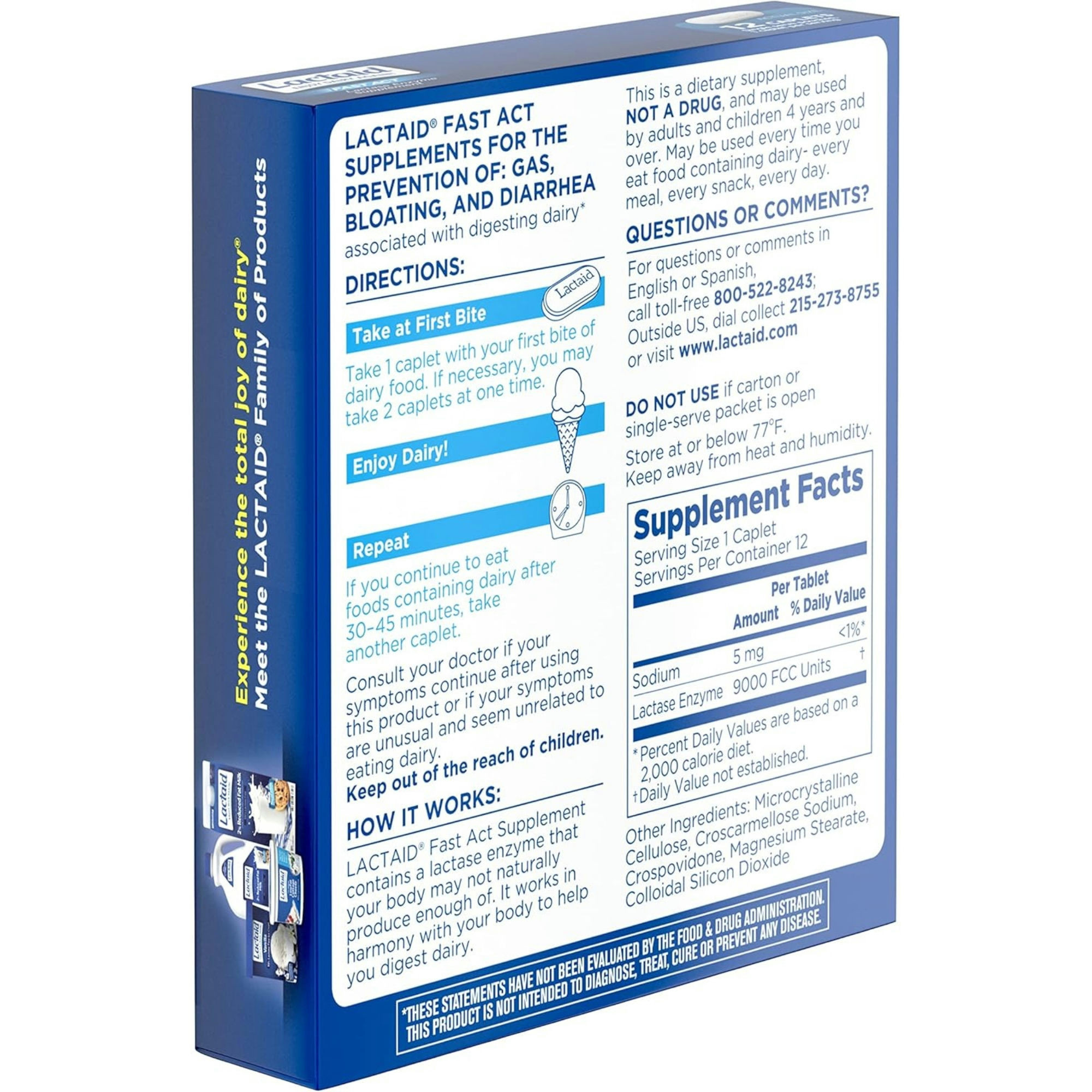 Lactaid Fast Act Lactase Enzyme