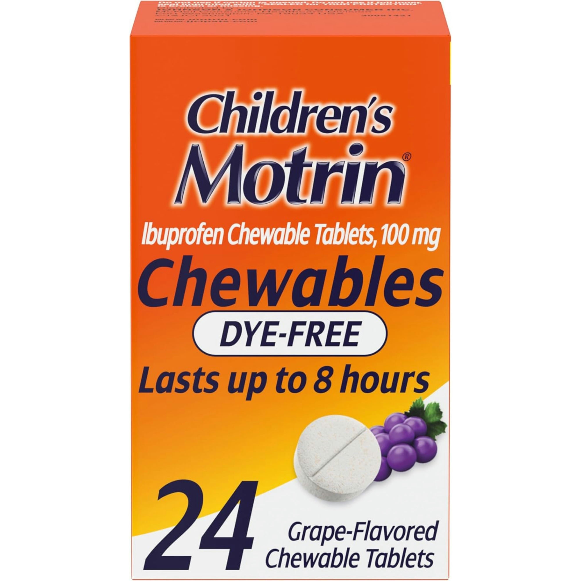 Motrin Children's Dye-Free Chewable Tablets for Pain & Fever