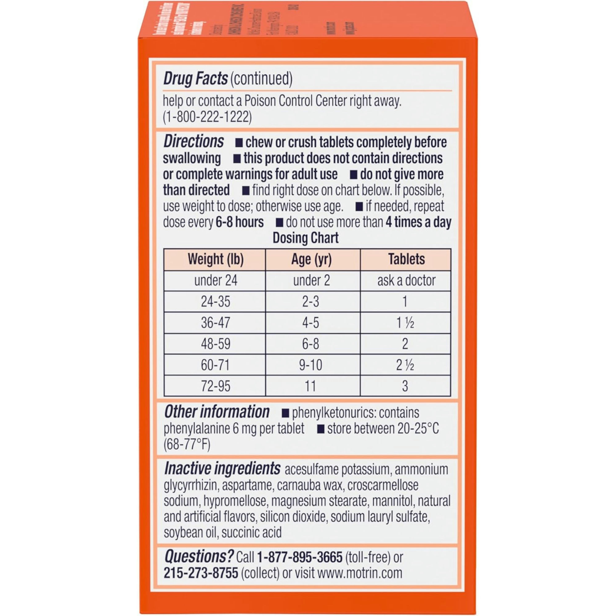 Motrin Children's Dye-Free Chewable Tablets for Pain & Fever