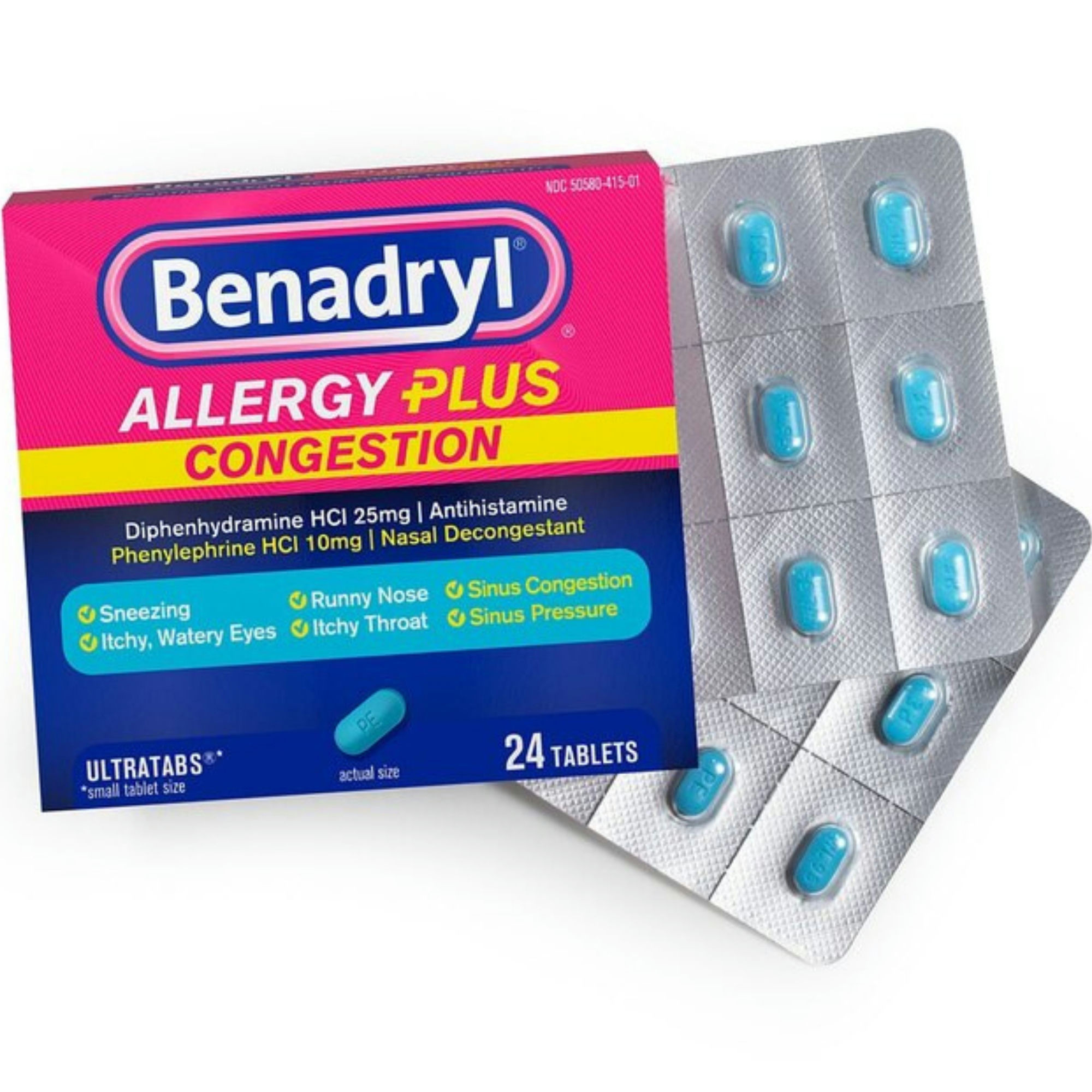 Benadryl Allergy Plus Congestion for Sinus Pressure & Nasal Congestion Relief