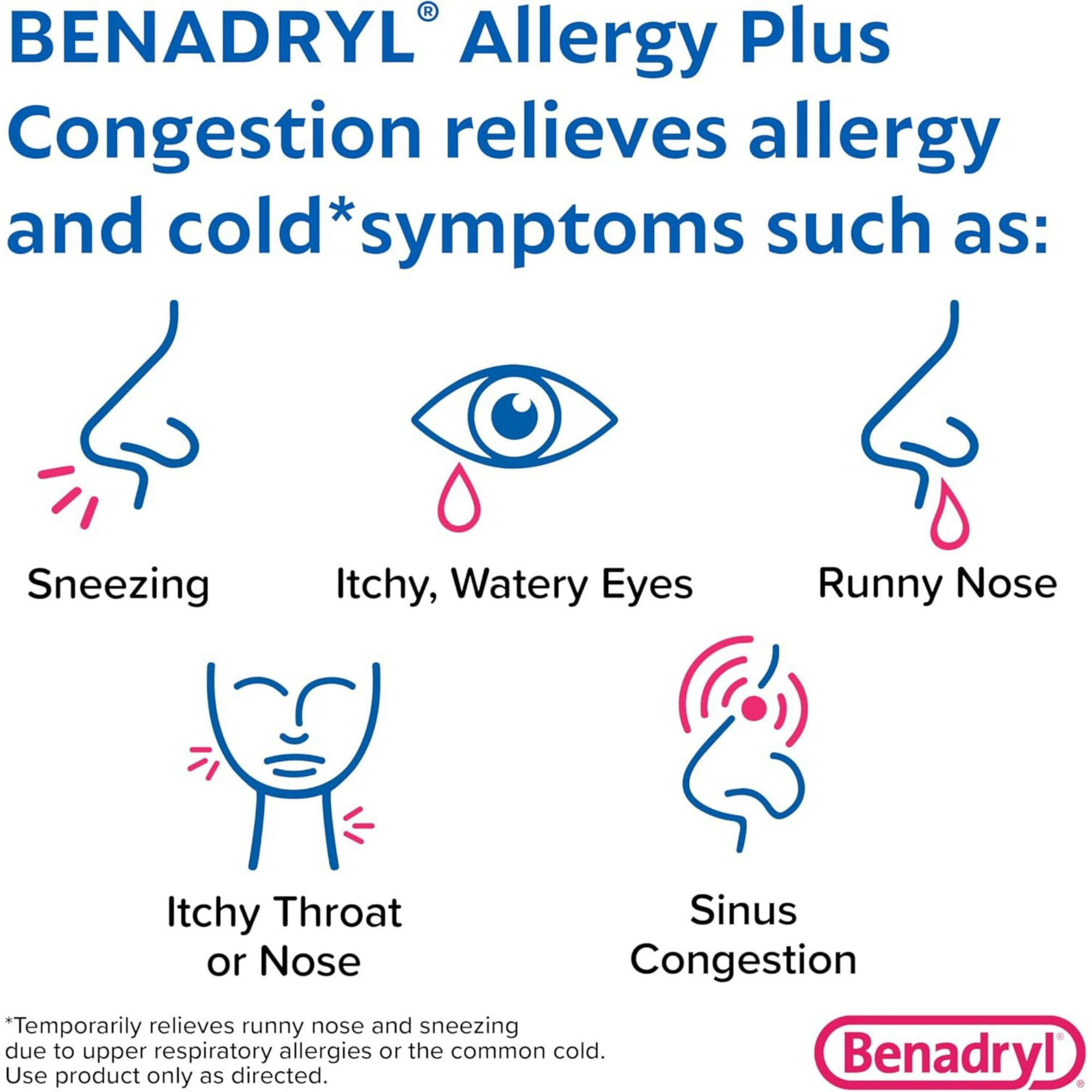 Benadryl Allergy Plus Congestion for Sinus Pressure & Nasal Congestion Relief