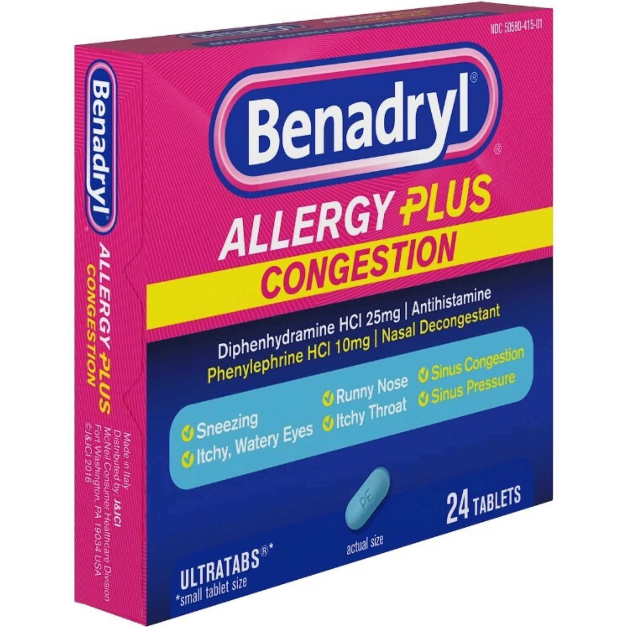 Benadryl Allergy Plus Congestion for Sinus Pressure & Nasal Congestion Relief