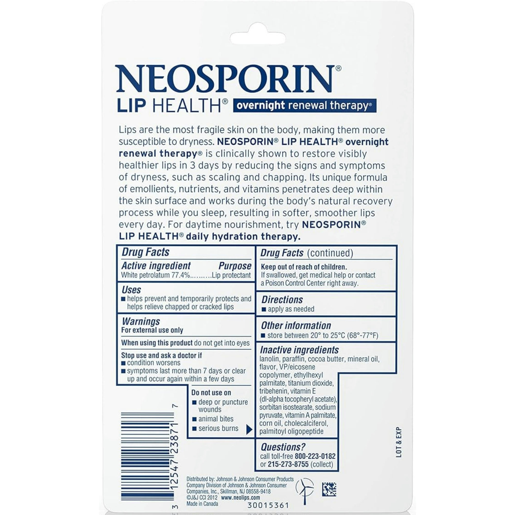 Neosporin Lip Health Overnight Renewal Therapy