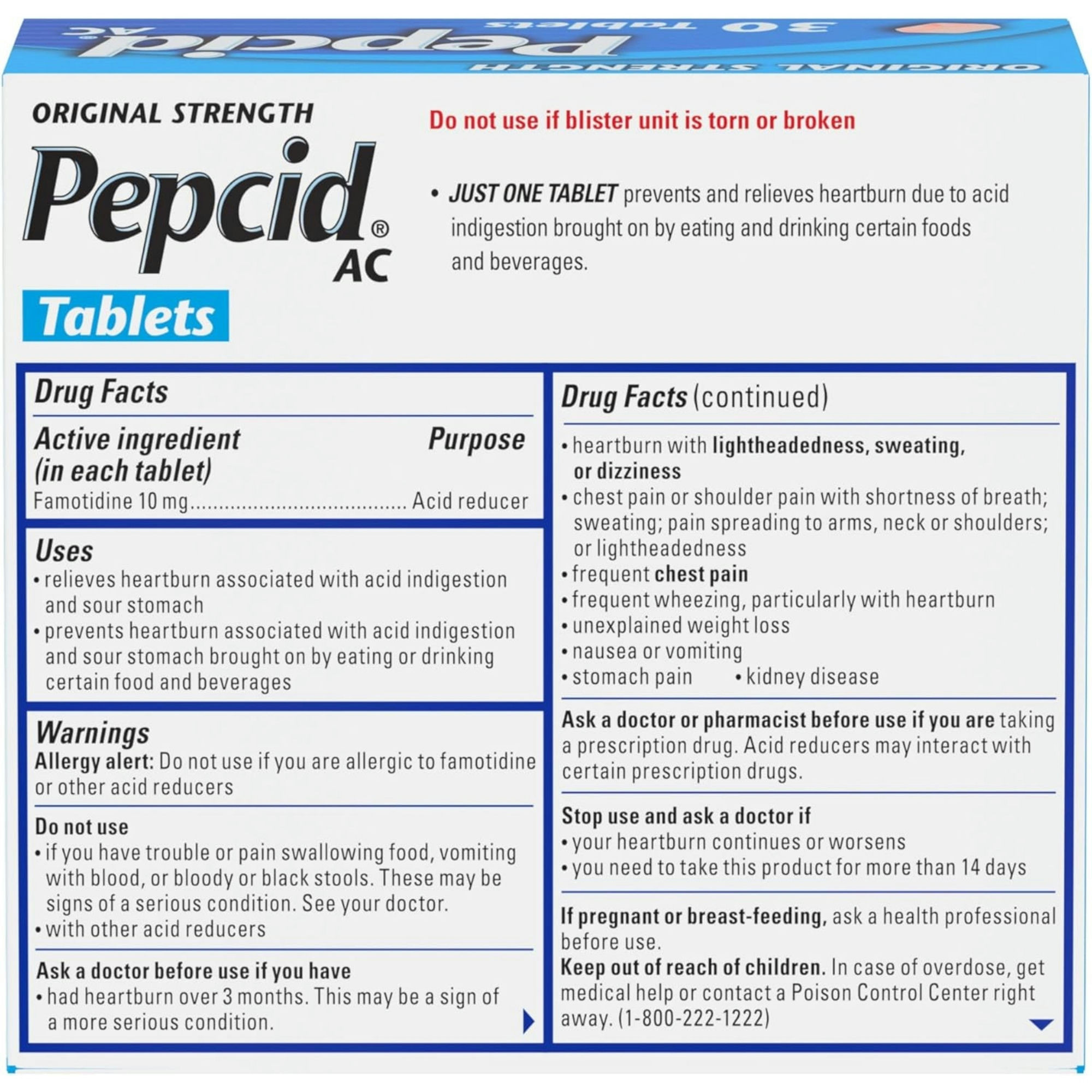 Pepcid AC Original Strength Acid Reducer Tablets
