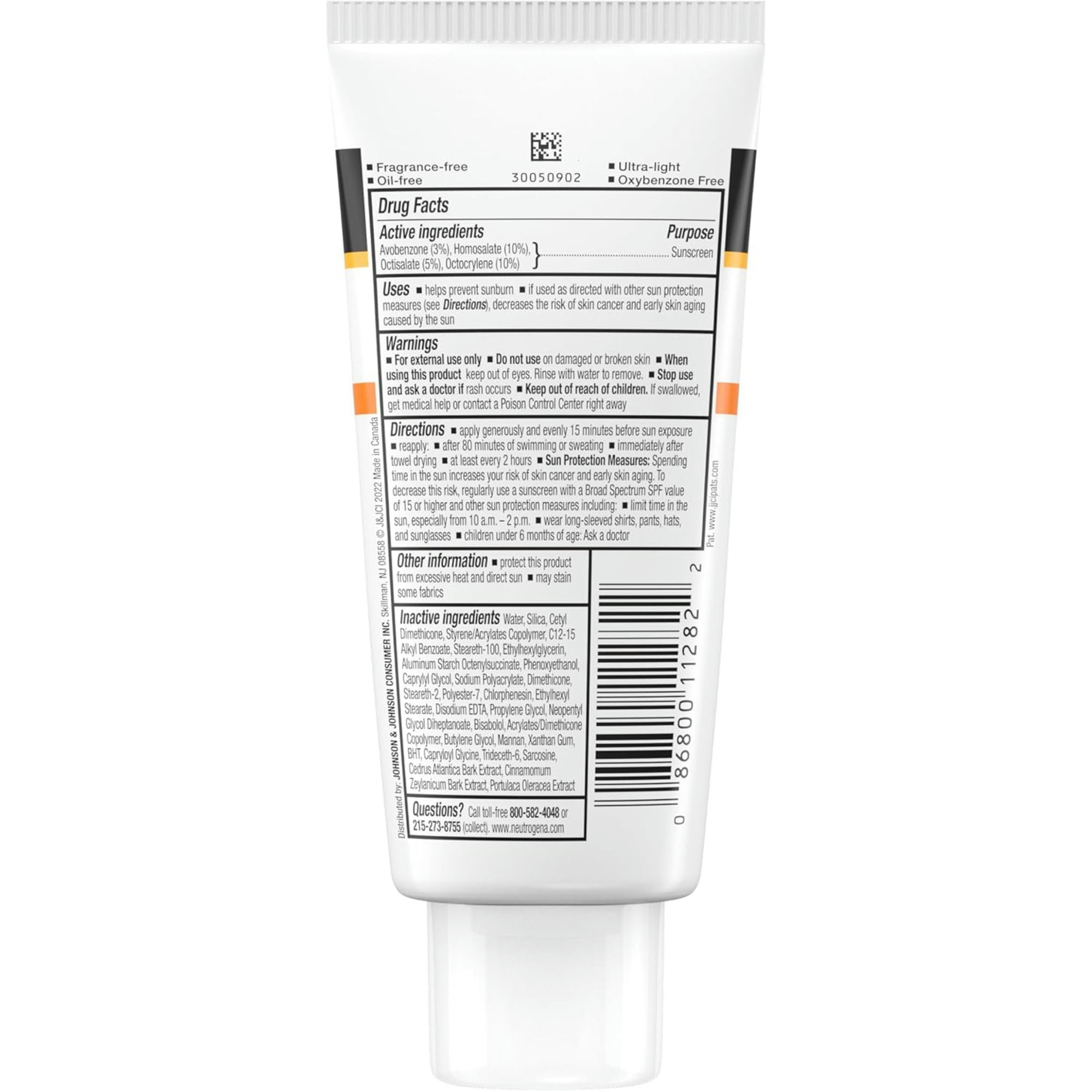 Neutrogena Clear Face Breakout Free Sunscreen, SPF 50