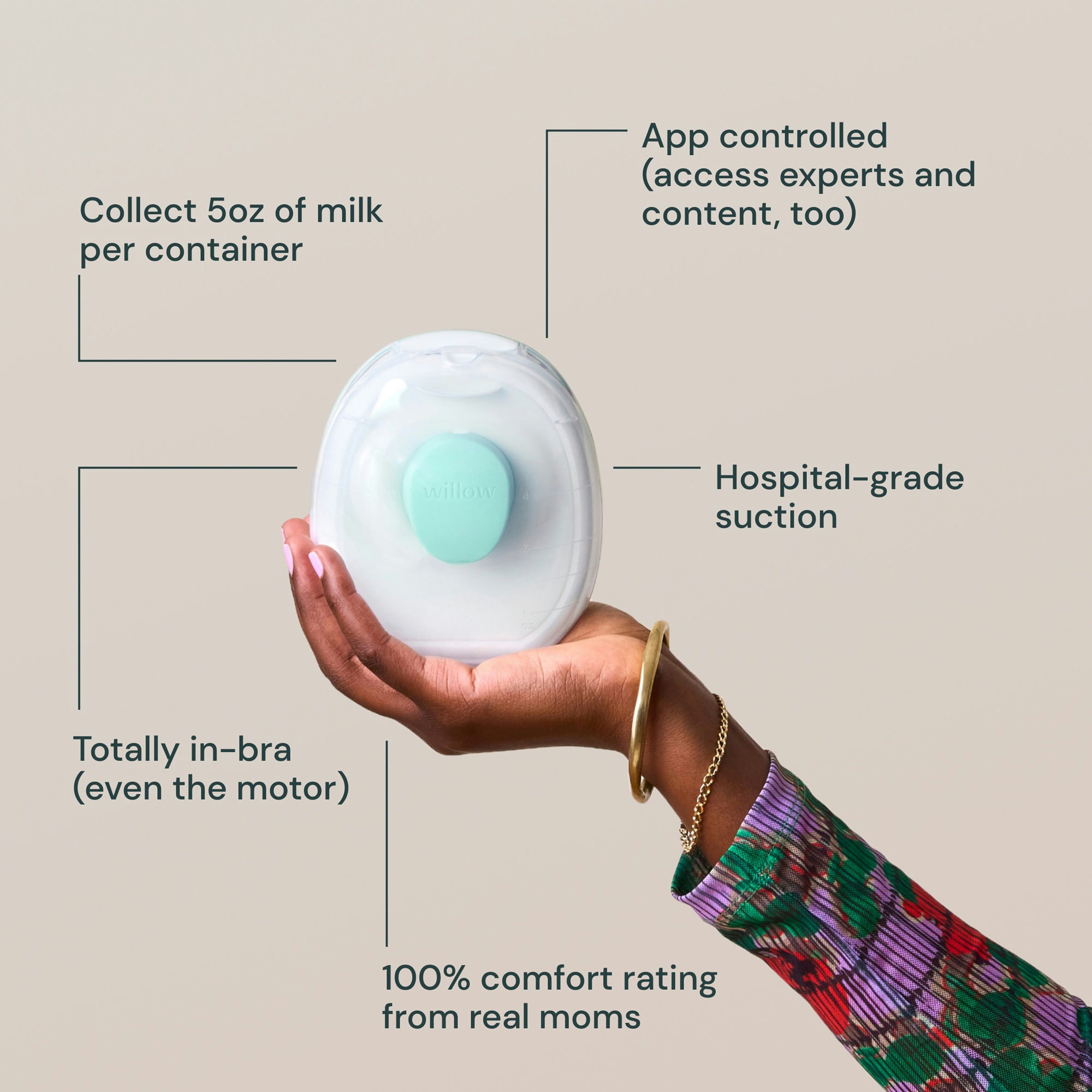 Willow Go Wearable Hands-Free, Cord-Free Double Electric Breast Pump