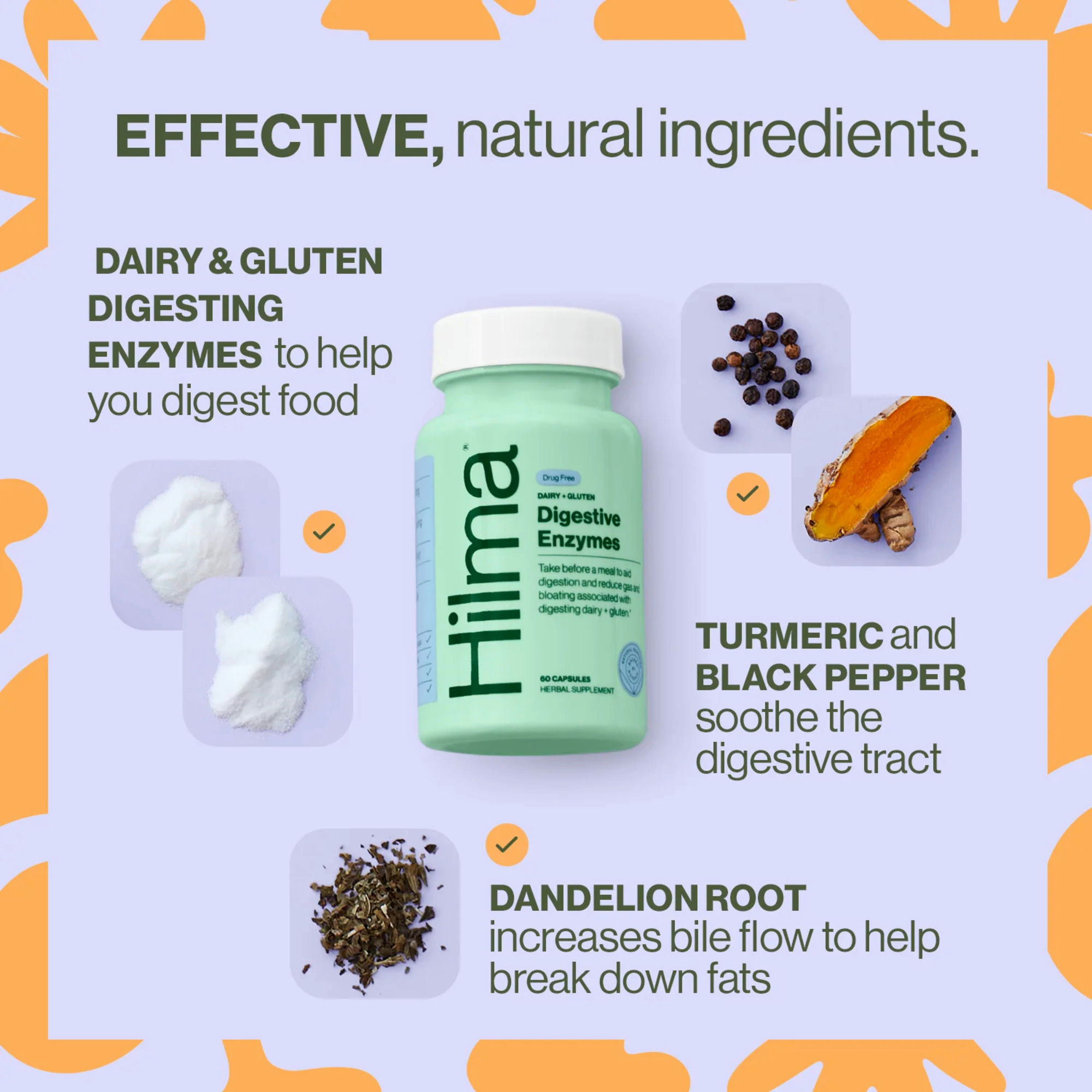 Hilma Dairy + Gluten Digestive Enzymes Herbal Supplement