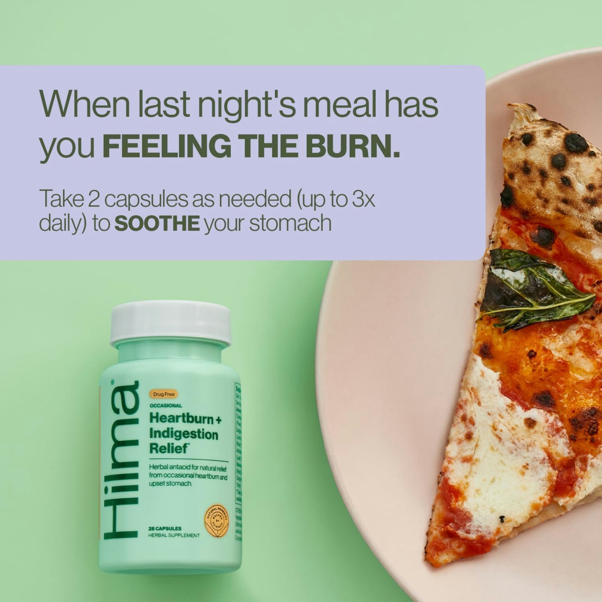 Hilma Heartburn + Indigestion Relief Herbal Supplement