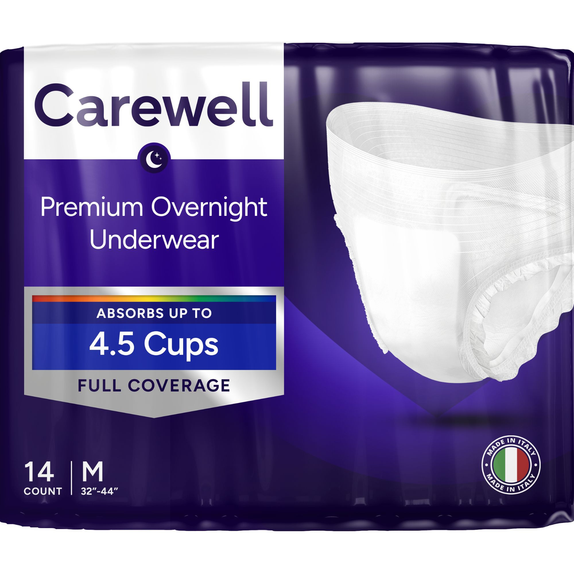 Carewell Premium Overnight Incontinence Pull-Up Underwear, Full Coverage Fit