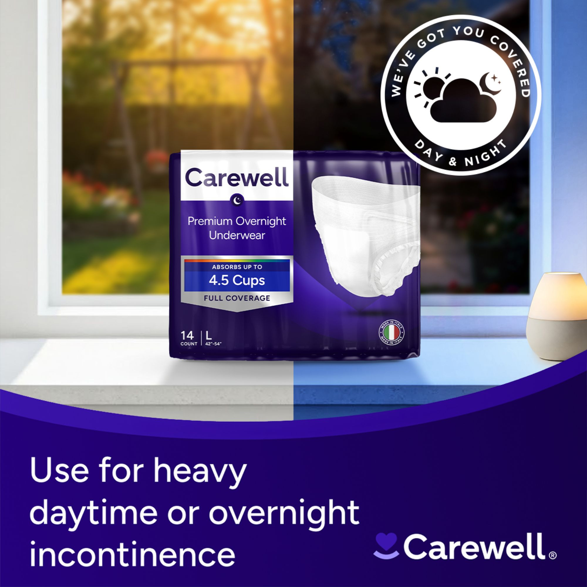 Carewell Premium Overnight Incontinence Pull-Up Underwear, Full Coverage Fit