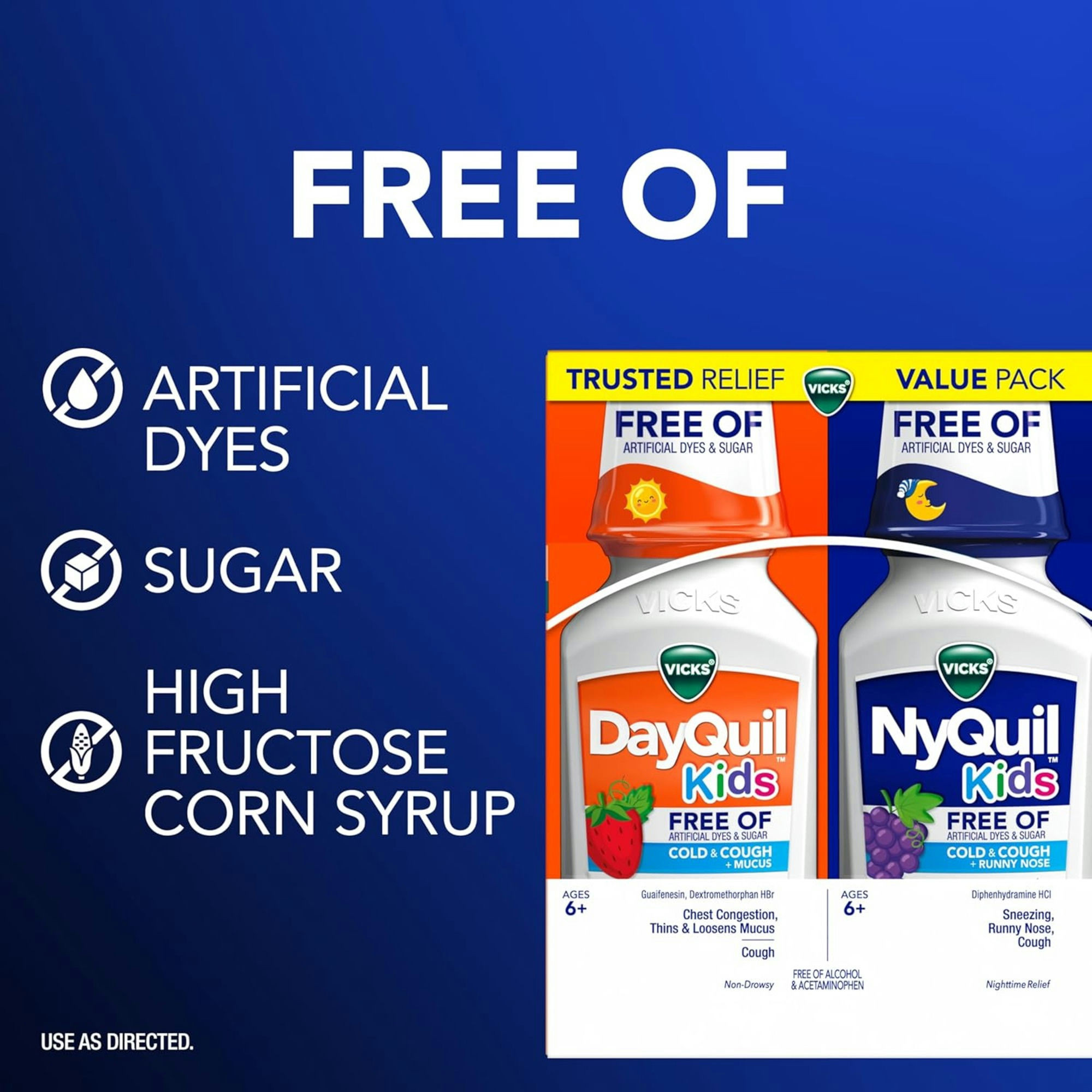 Vicks Kids DayQuil & NyQuil Cold and Cough Relief, Dye & Sugar Free