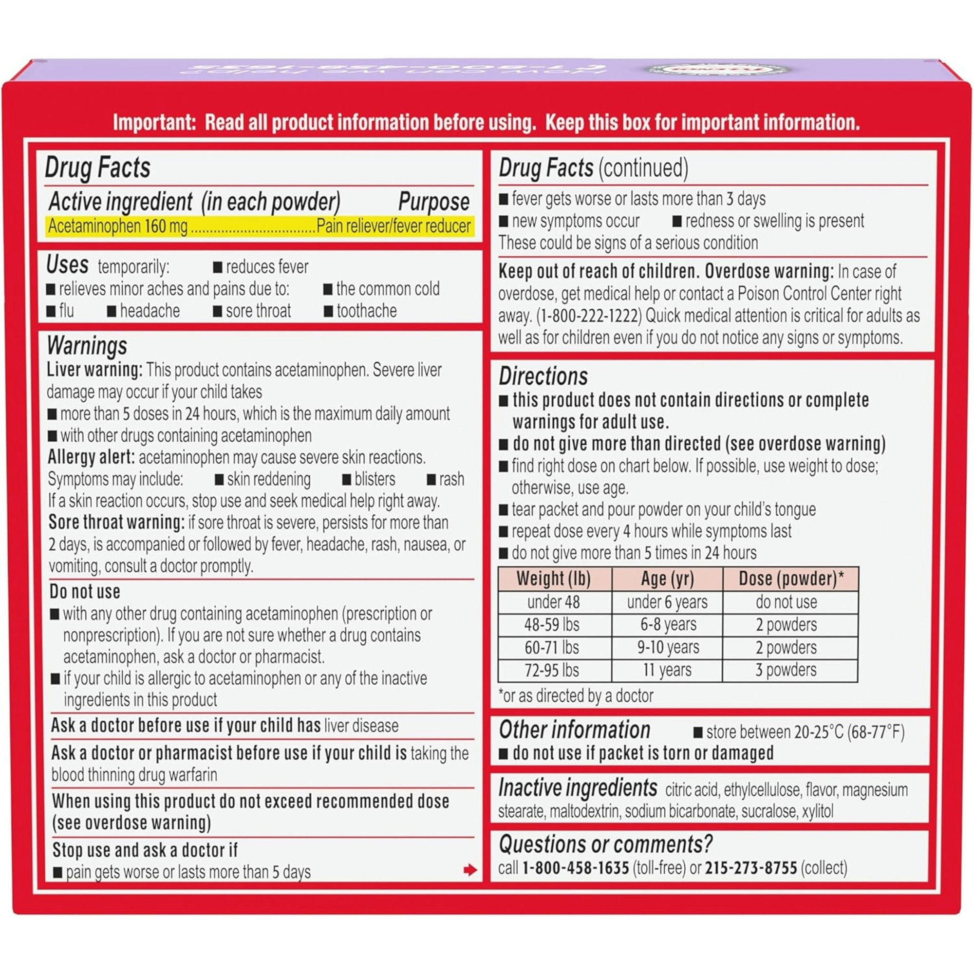 Tylenol Children's Pain Reliever & Fever Reducer Dissolve Packs