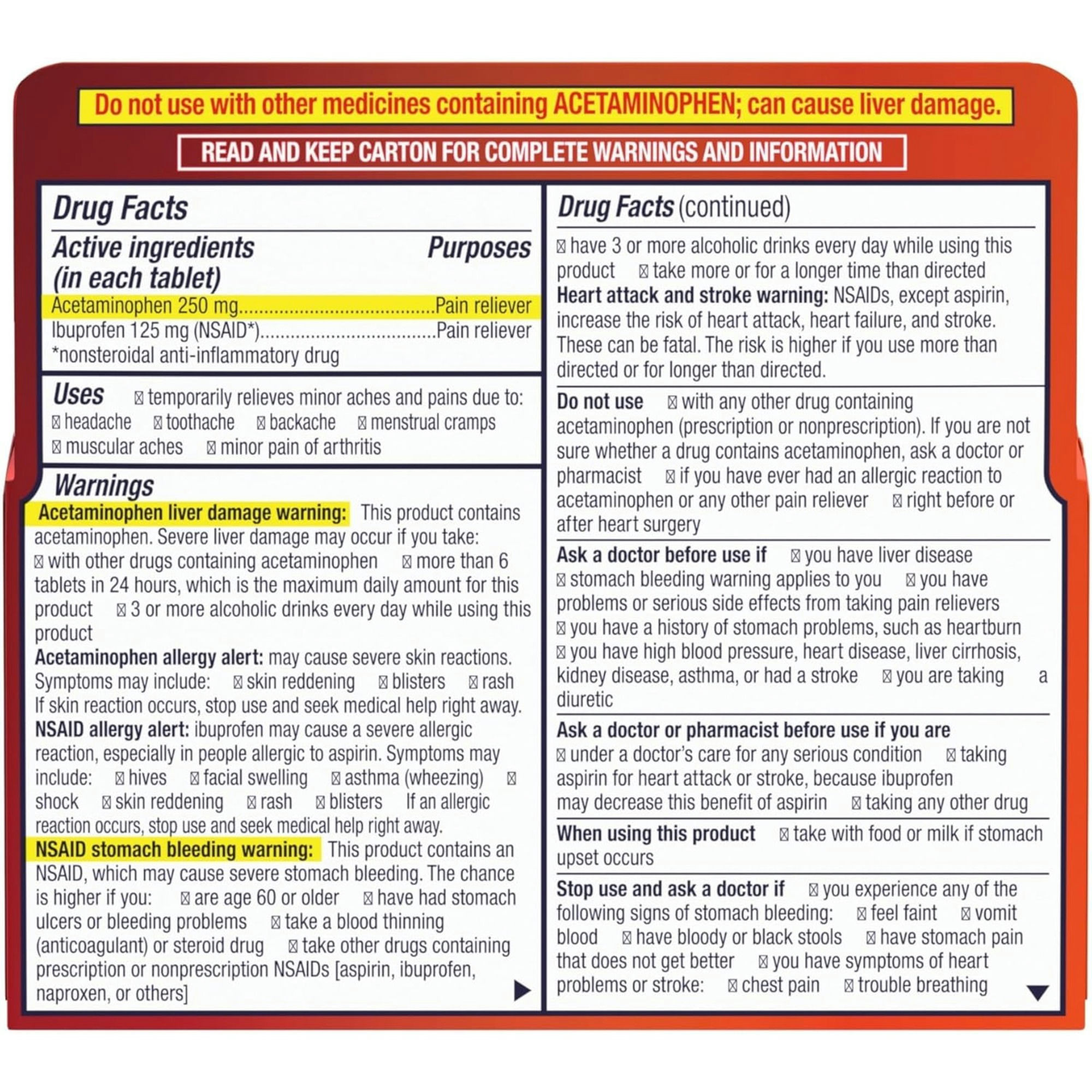 Motrin Dual Action with Tylenol Caplets