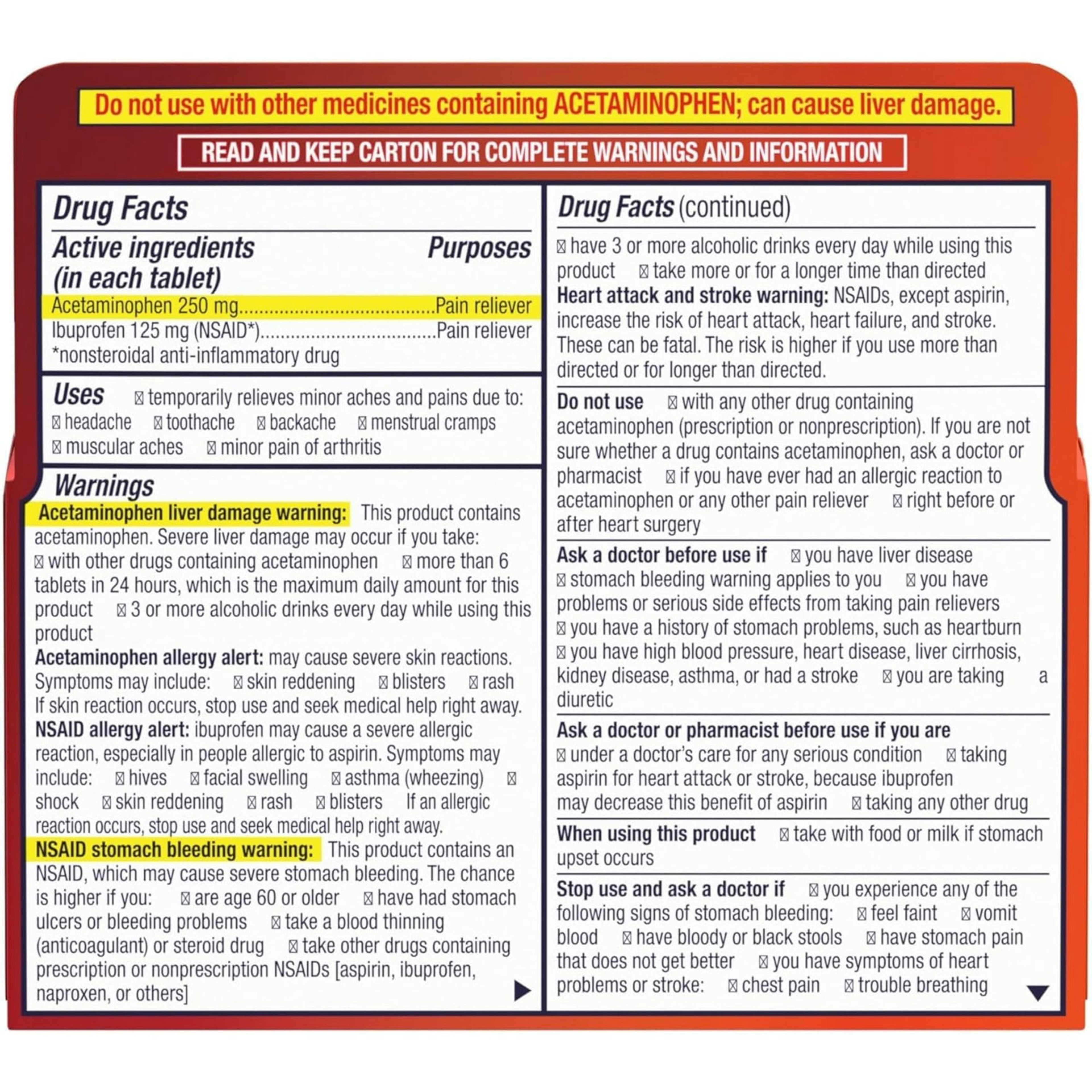 Motrin Dual Action with Tylenol Caplets