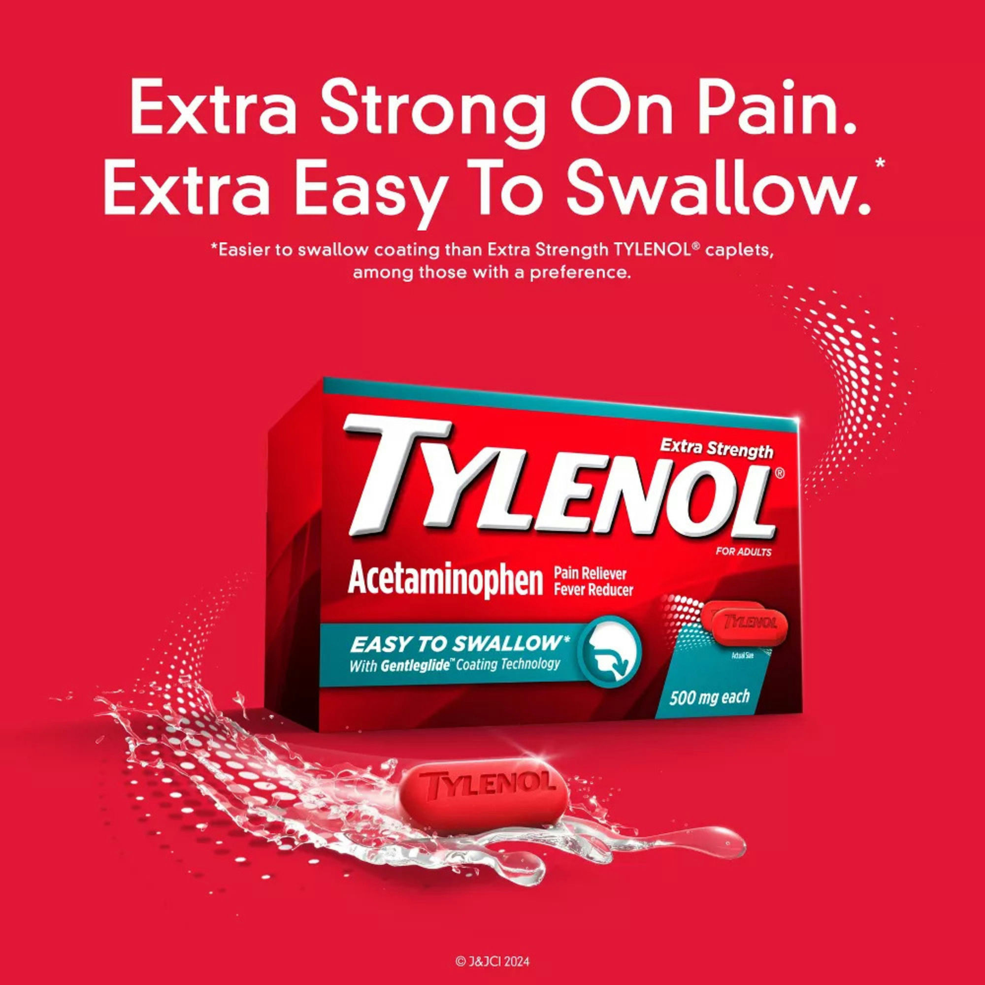 Tylenol Extra Strength Easy To Swallow Caplets with Gentleglide, 500 mg