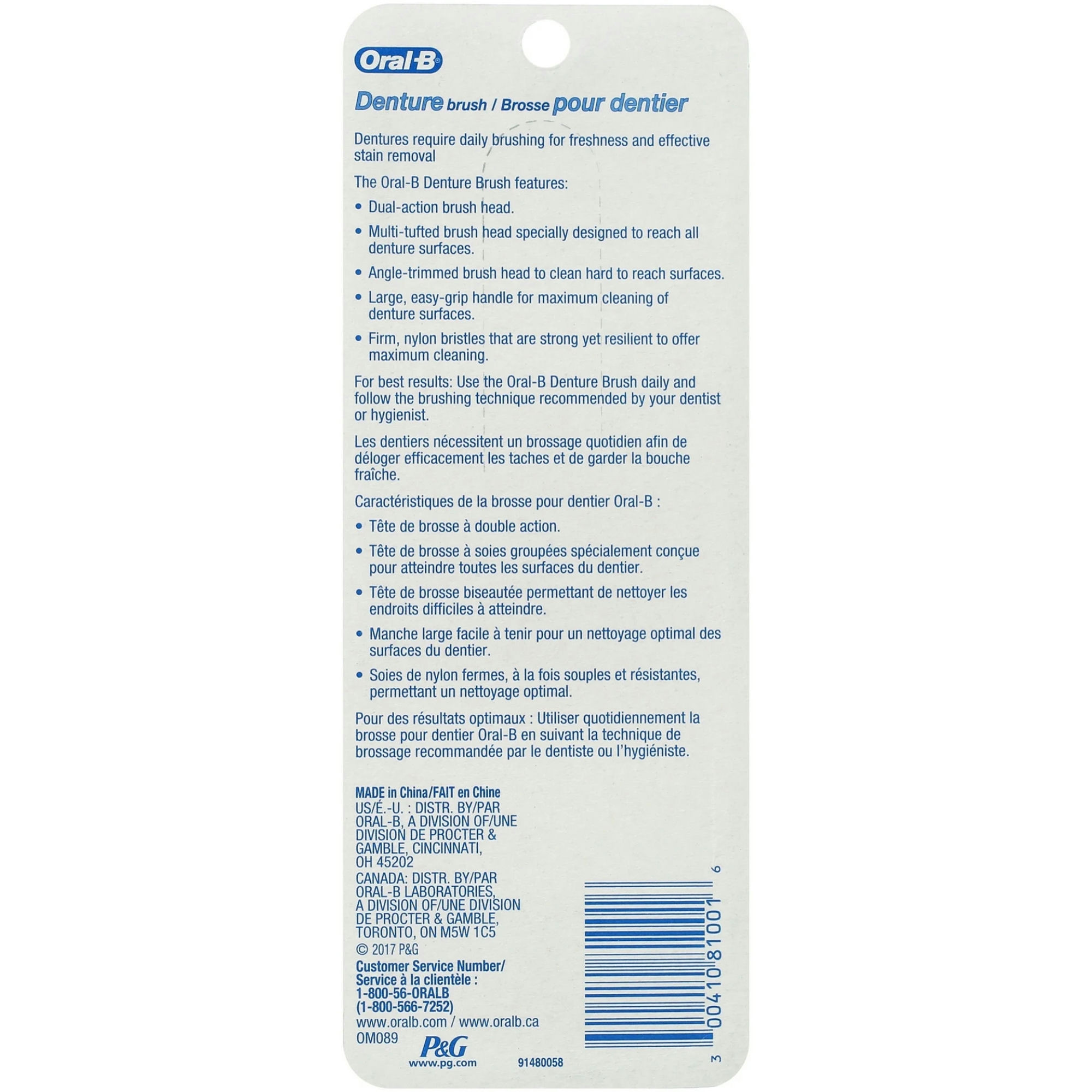 Oral-B Denture Brush 2-Sided Bristle