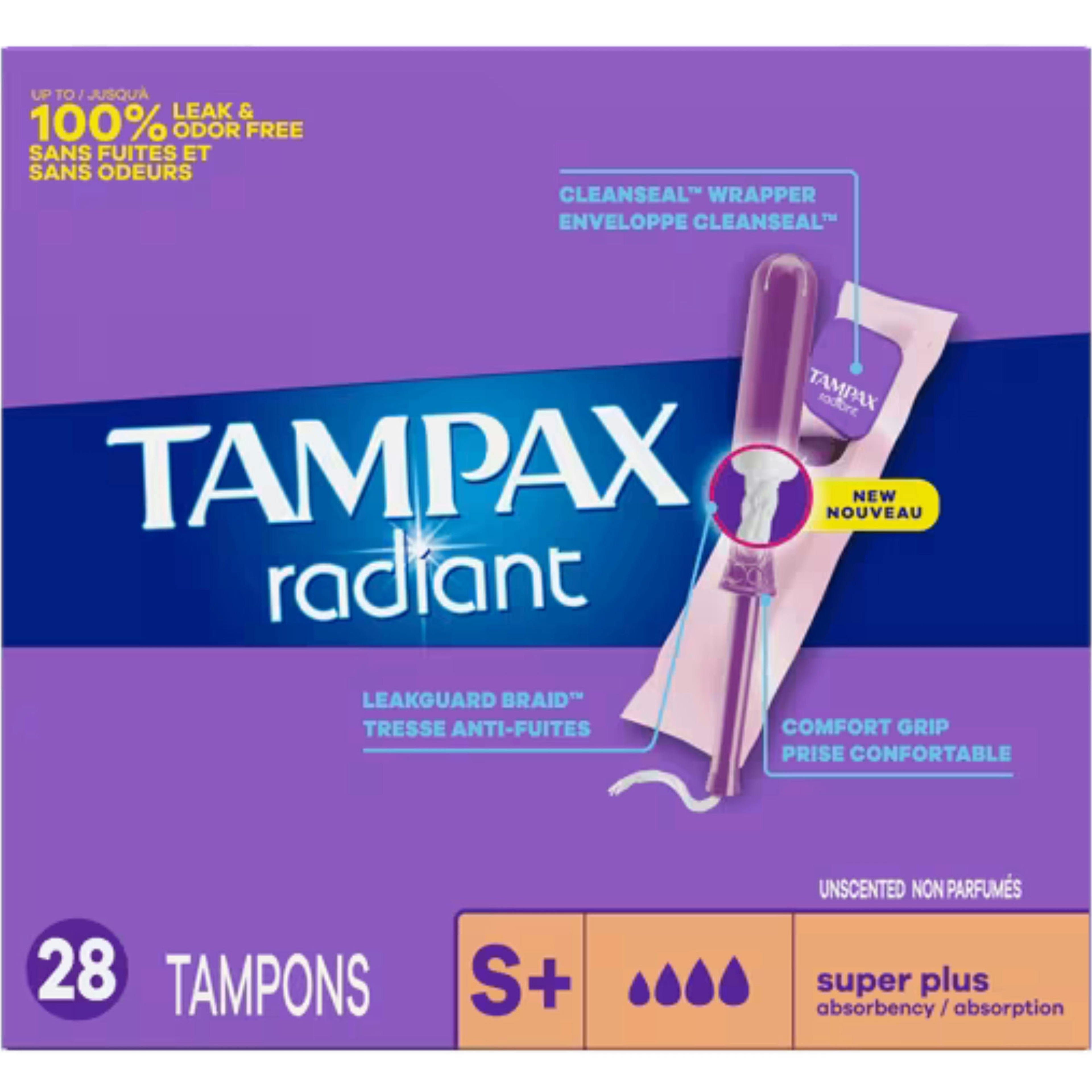 Tampax Radiant Tampons, Super Plus Absorbency