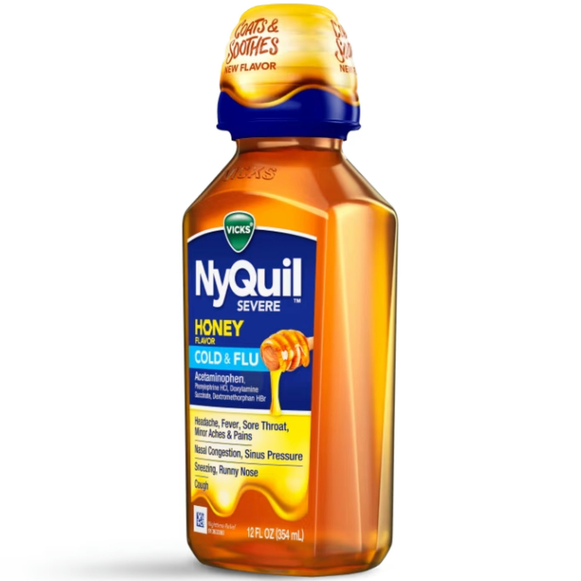 Vicks NyQuil Severe Maximum Strength Cold & Flu Relief Liquid, Honey