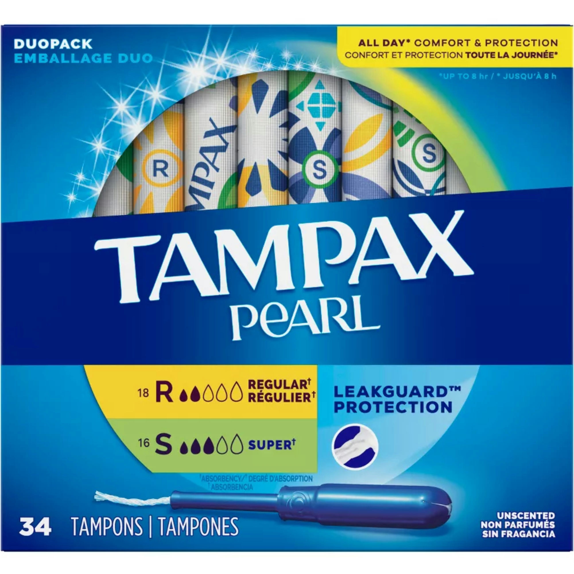 Tampax Pearl DuoPack Regular/Super Absorbency Tampons