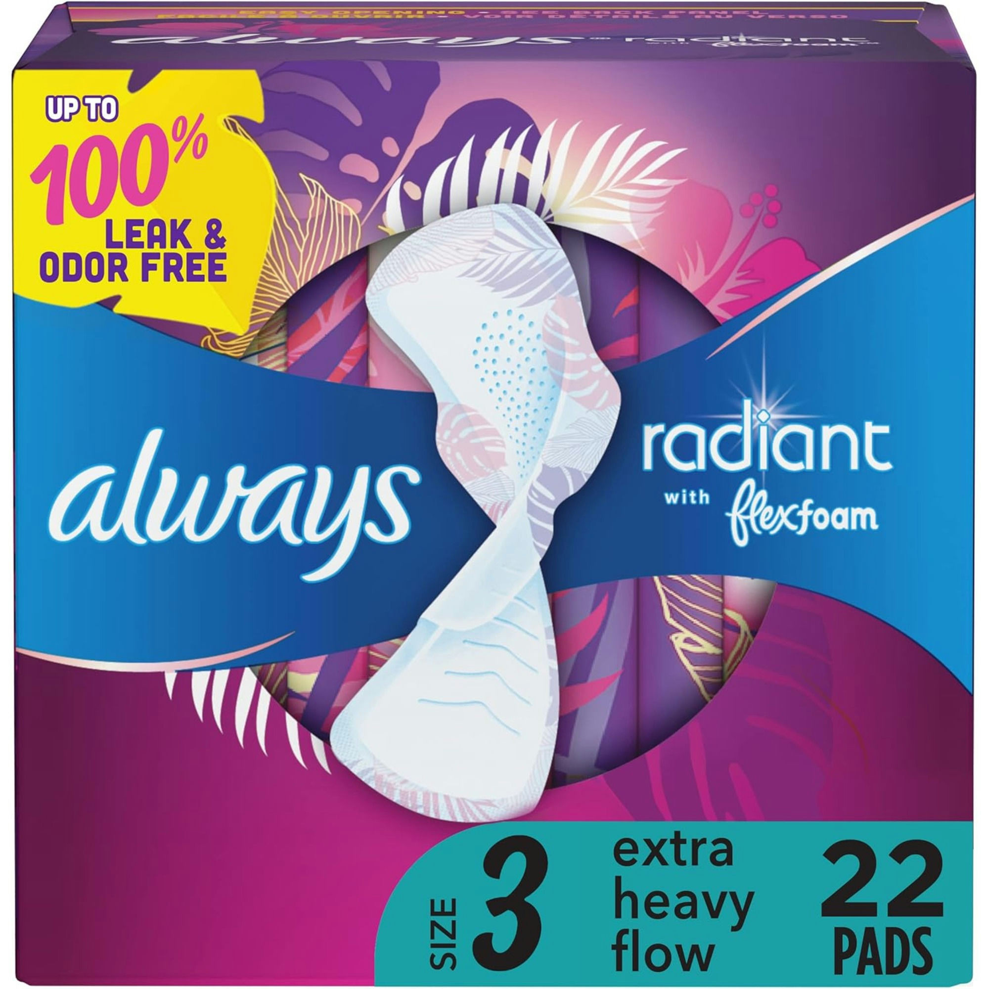 Always Radiant with FlexFoam Pads, Extra Heavy Absorbency