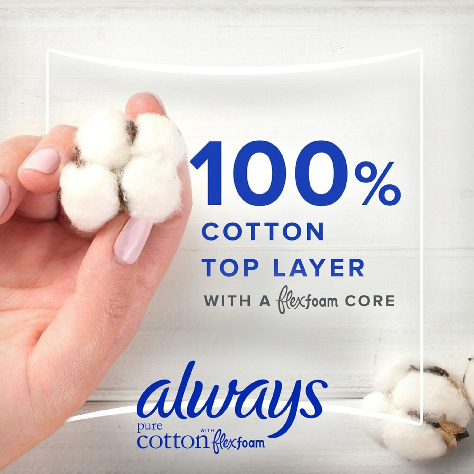 Always Pure Cotton Pads with FlexFoam, Heavy