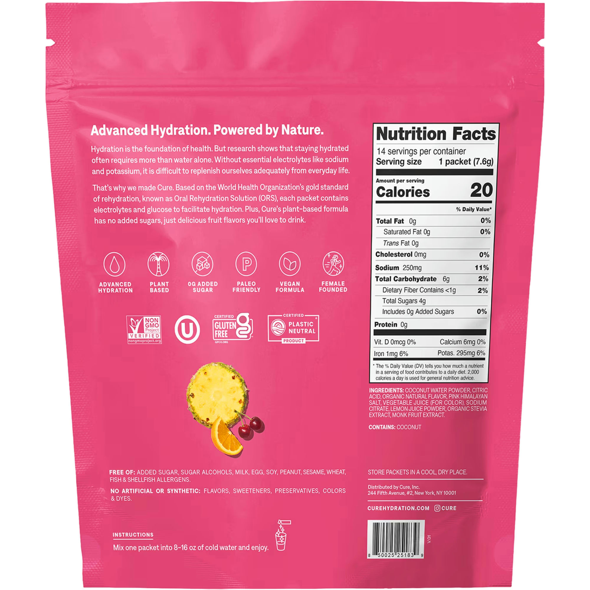 Cure Hydration Electrolyte Drink Mix, Tropical Punch