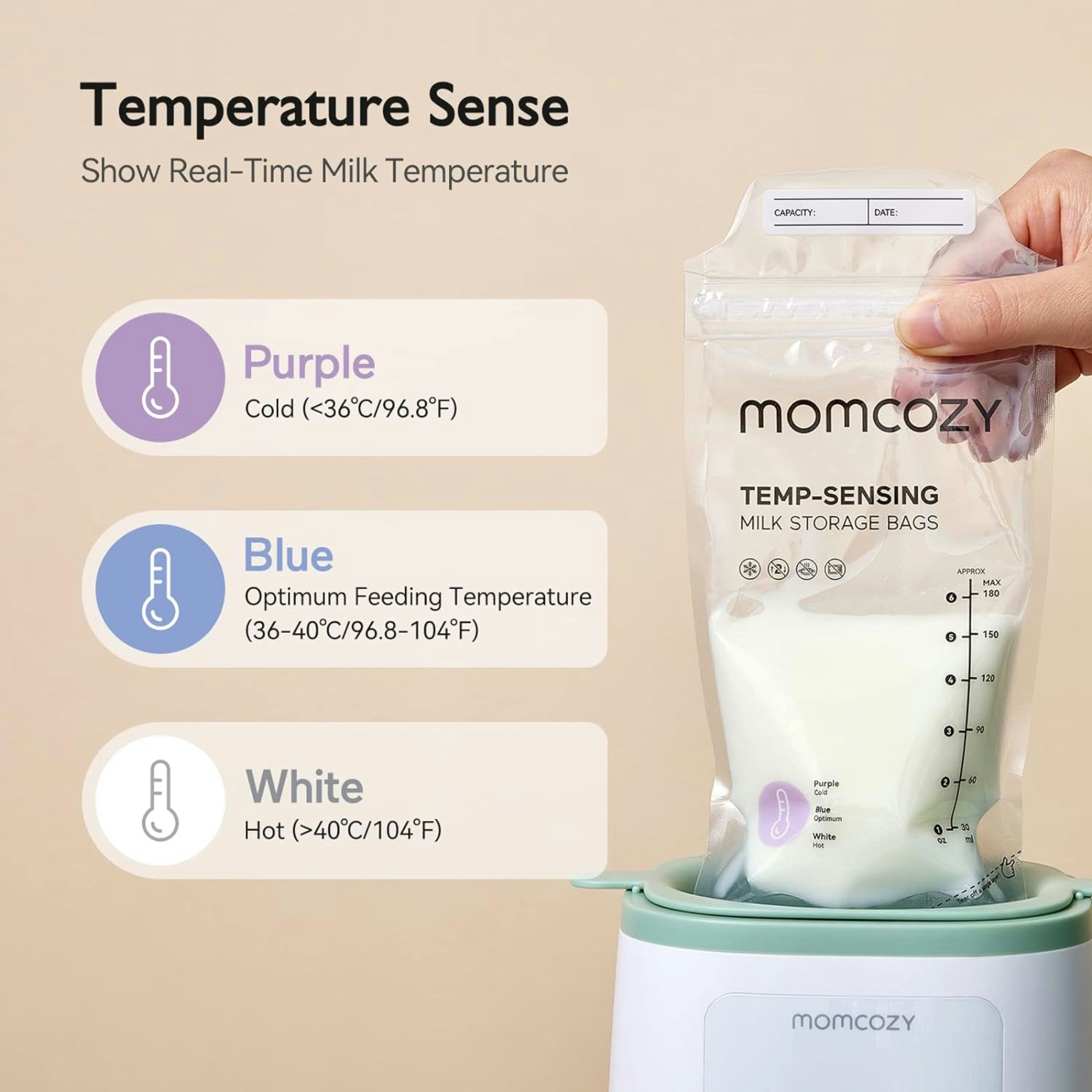 Momcozy Temp-Sensing Breast Milk Storage Bag