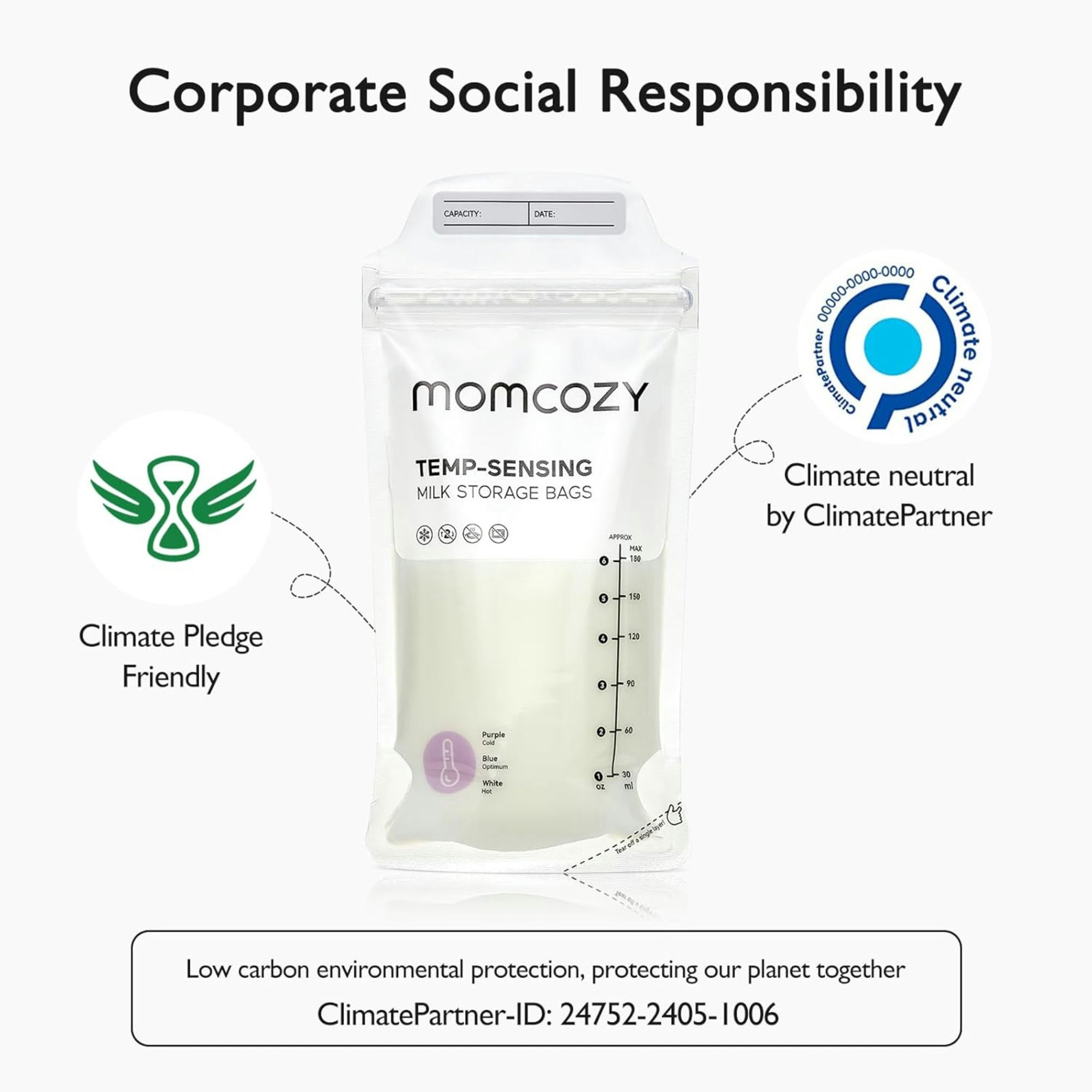 Momcozy Temp-Sensing Breast Milk Storage Bag | Carewell