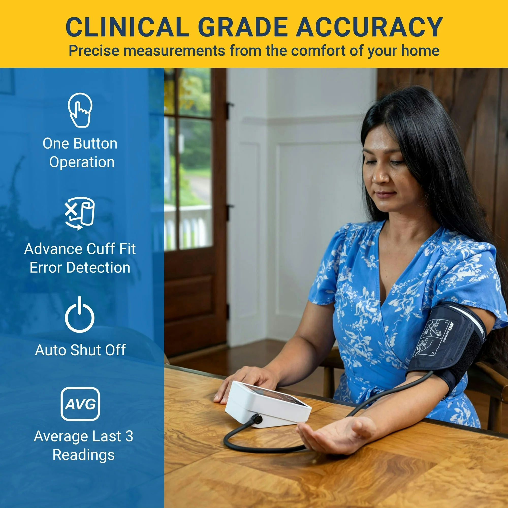 A&D Medical One Touch Upper Arm Blood Pressure Monitor with Wide Range Cuff