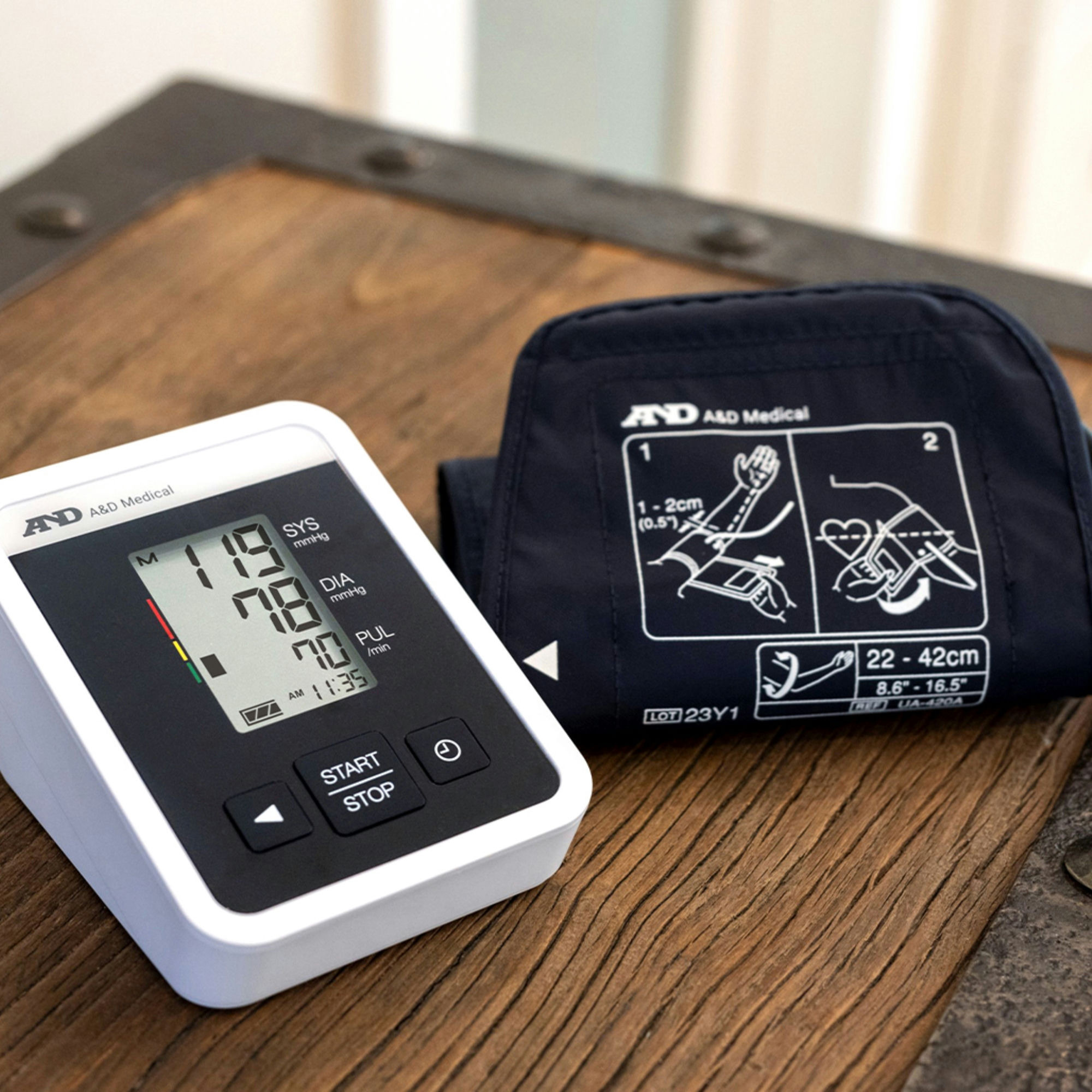 A&D Medical One Touch Upper Arm Blood Pressure Monitor with Wide Range Cuff