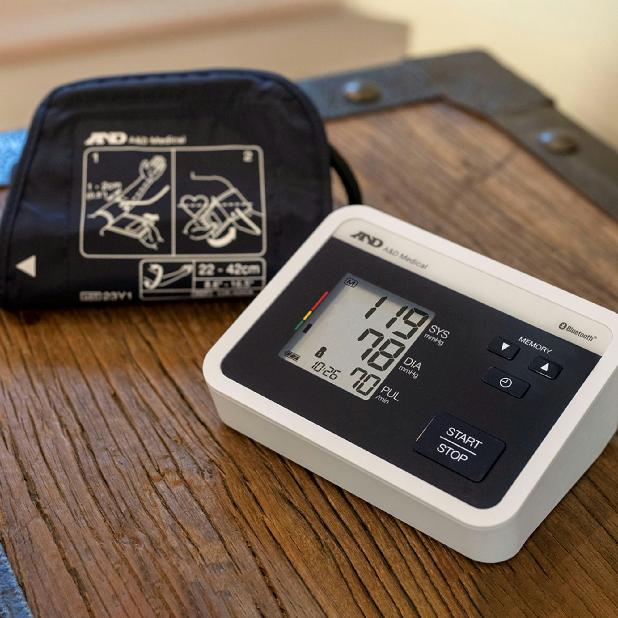 A&D Medical Multi-User Bluetooth Upper Arm Blood Pressure Monitor with Wide Range Cuff