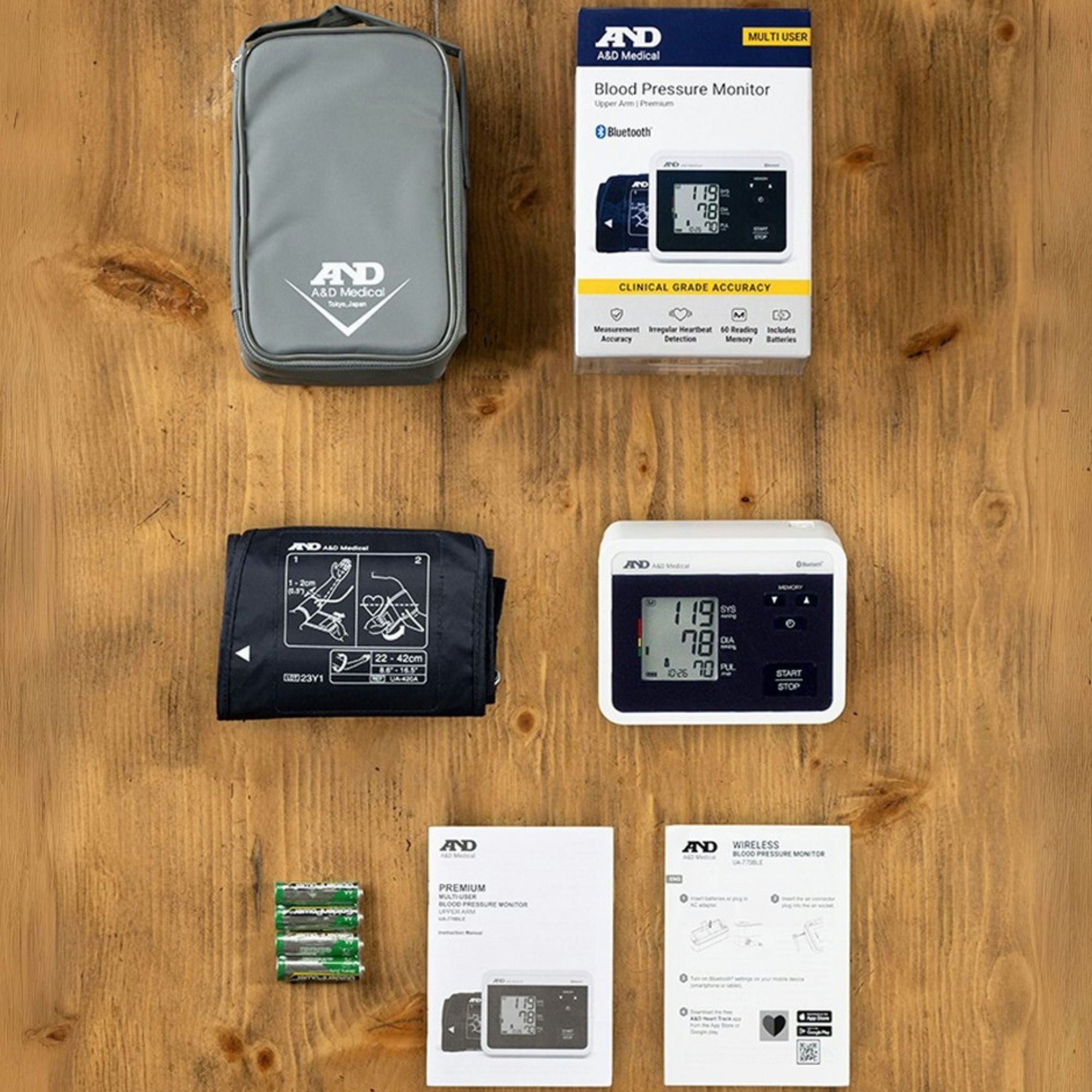 A&D Medical Multi-User Bluetooth Upper Arm Blood Pressure Monitor with Wide Range Cuff